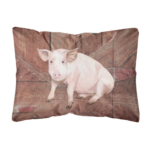 'Caroline'S Treasures Sb3072Pw1216 Pig At The Barn Door Canvas Fabric Decorative Pillow, Large, Multicolor'