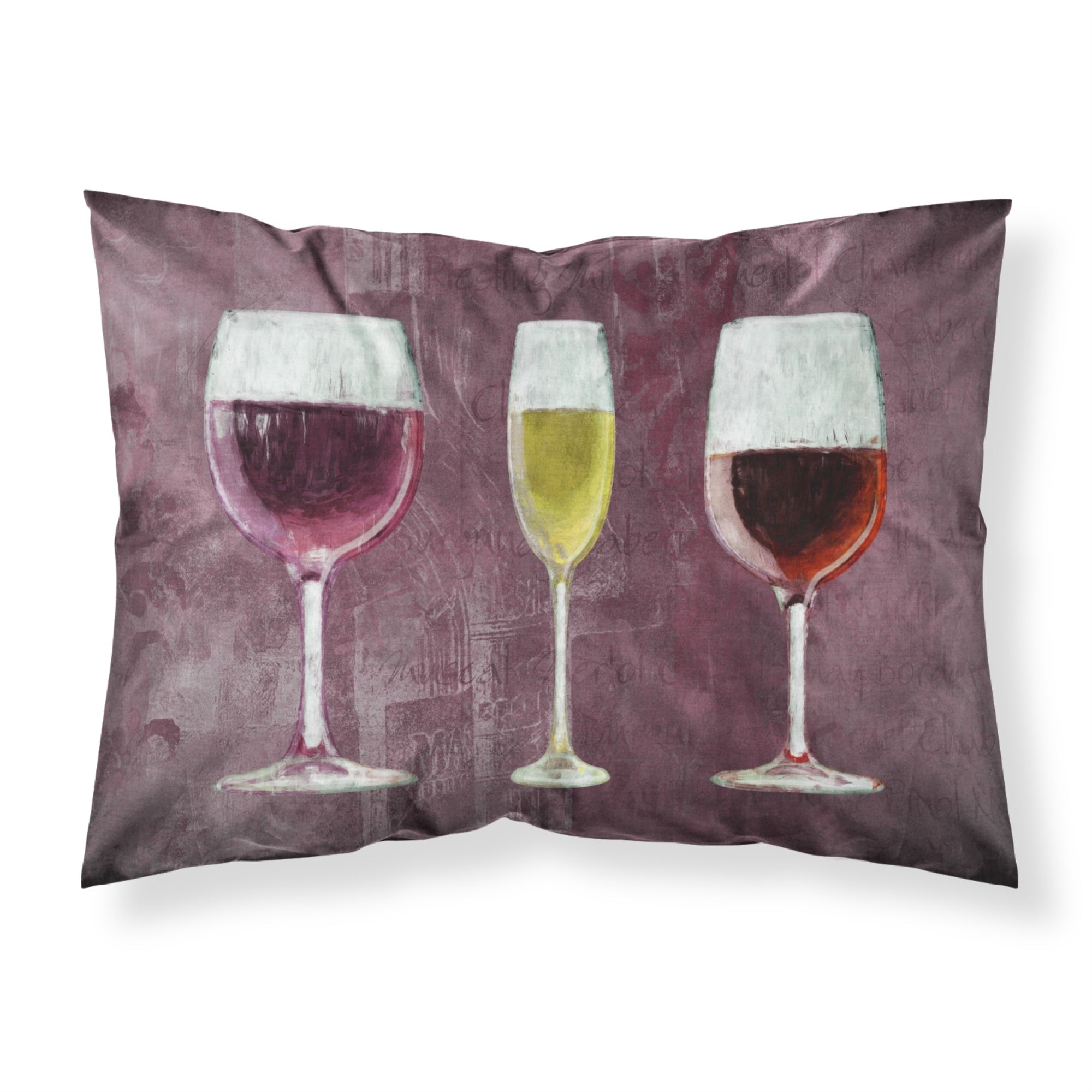 'Caroline'S Treasures Sb3073Pillowcase Three Glasses Of Wine Purple Moisture Wicking Fabric Standard Pillowcase, Large, Multico