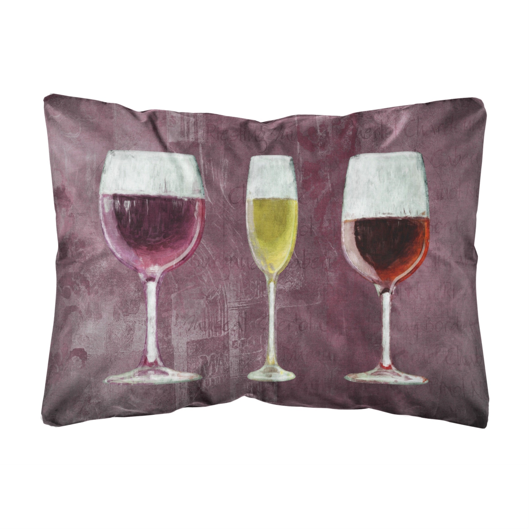 'Caroline'S Treasures Three Glasses Of Wine Purple Canvas Fabric Decorative Pillow, Large, Multicolor'