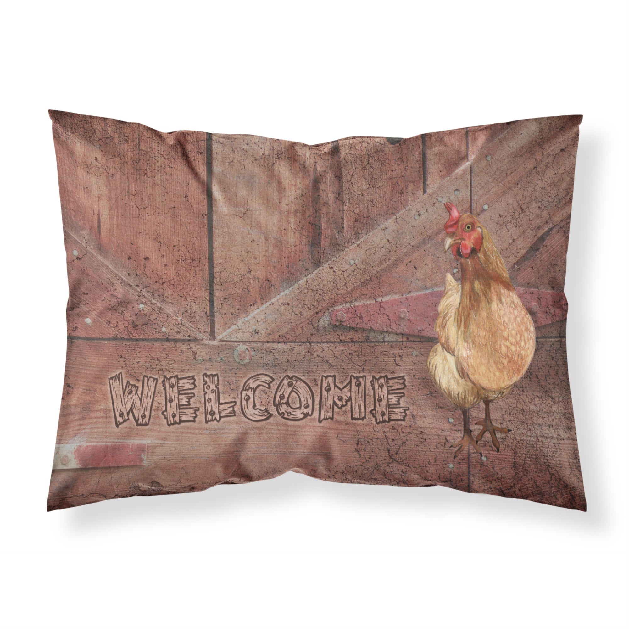 'Caroline'S Treasures Sb3075Pillowcase Welcome Chicken Moisture Wicking Fabric Standard Pillowcase, Large, Multicolor'