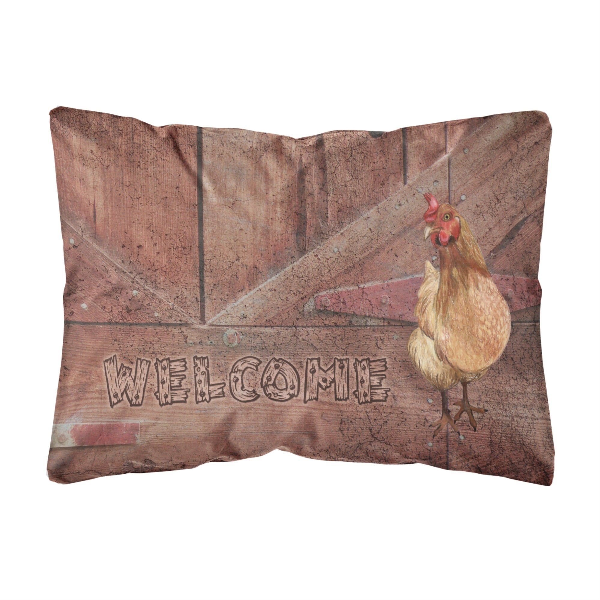 'Caroline'S Treasures Sb3075Pw1216 Welcome Chicken Canvas Fabric Decorative Pillow, Large, Multicolor'