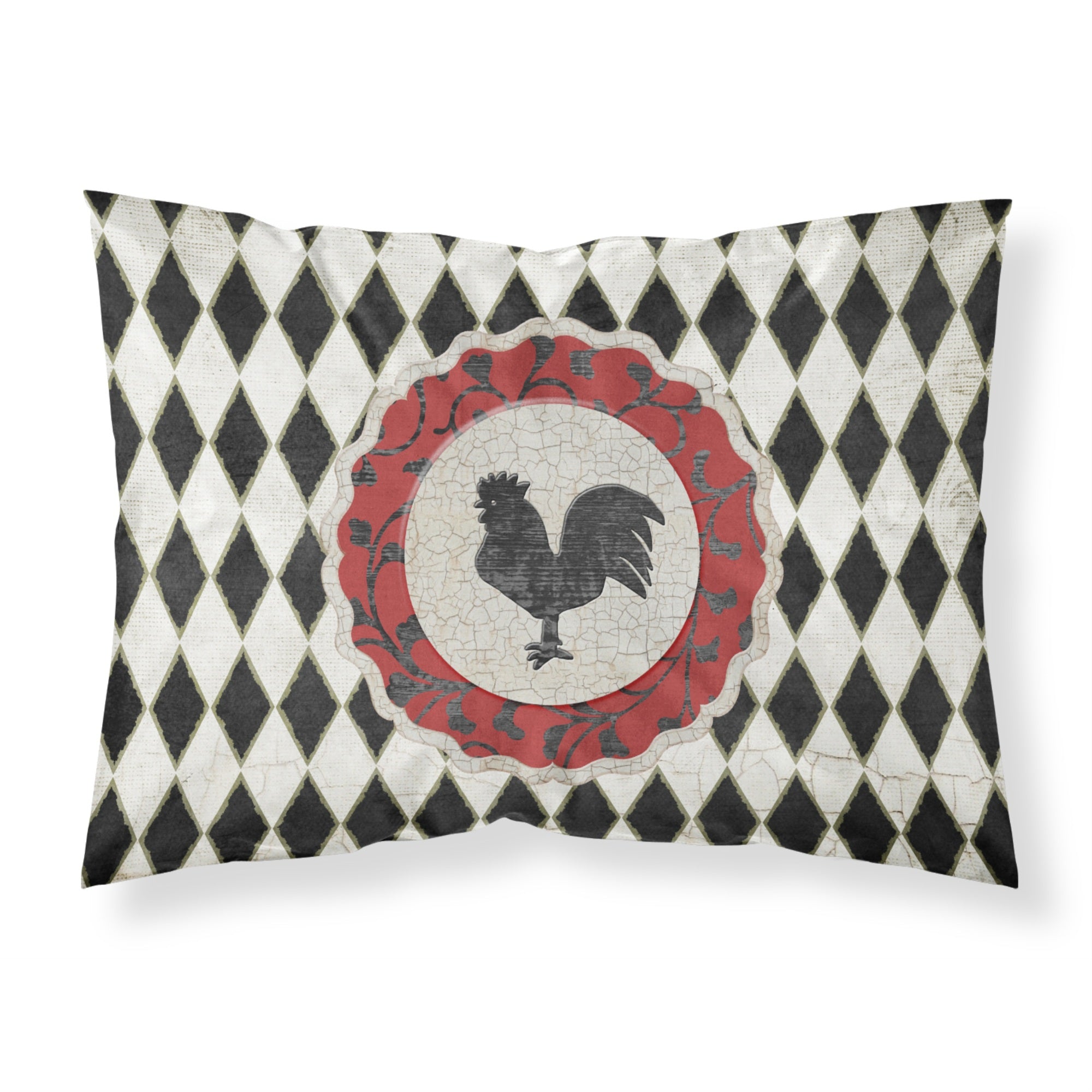 'Caroline'S Treasures Sb3086Pillowcase Rooster Harlequin Black And White Moisture Wicking Fabric Standard Pillowcase, Large, Mu