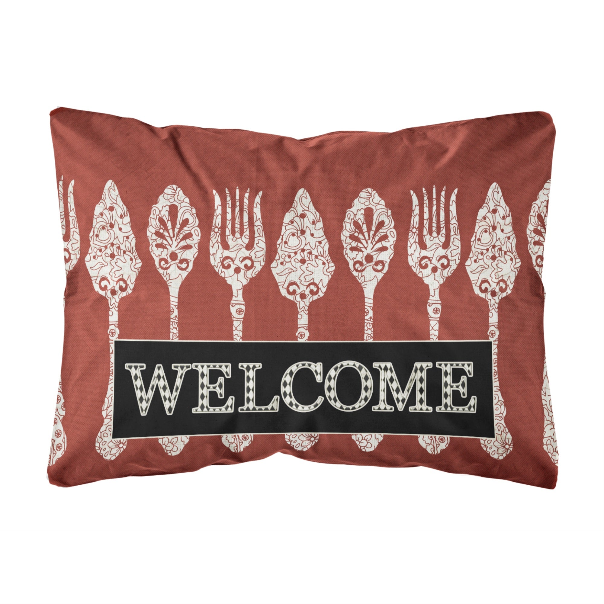 'Caroline'S Treasures Sb3090Pw1216 Serving Spoons Welcome Canvas Fabric Decorative Pillow, Large, Multicolor'