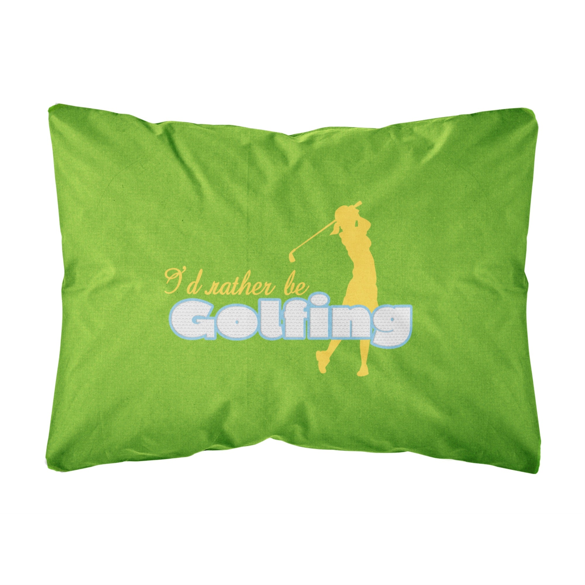 'Caroline'S Treasures I'D Rather Be Golfing Woman On Green Canvas Fabric Decorative Pillow, Large, Multicolor'