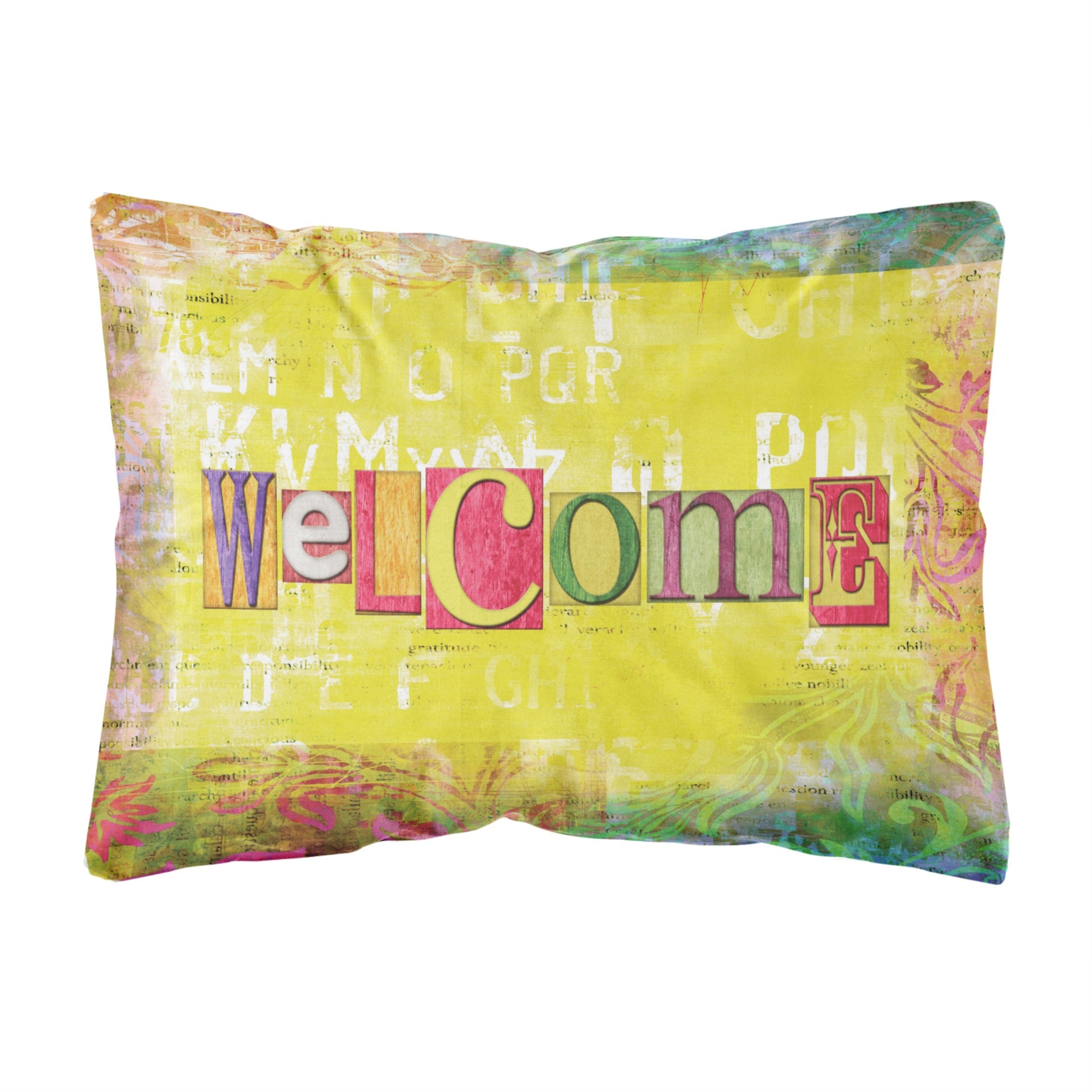 'Caroline'S Treasures Sb3097Pw1216 Artsy Welcome Canvas Fabric Decorative Pillow, Large, Multicolor'
