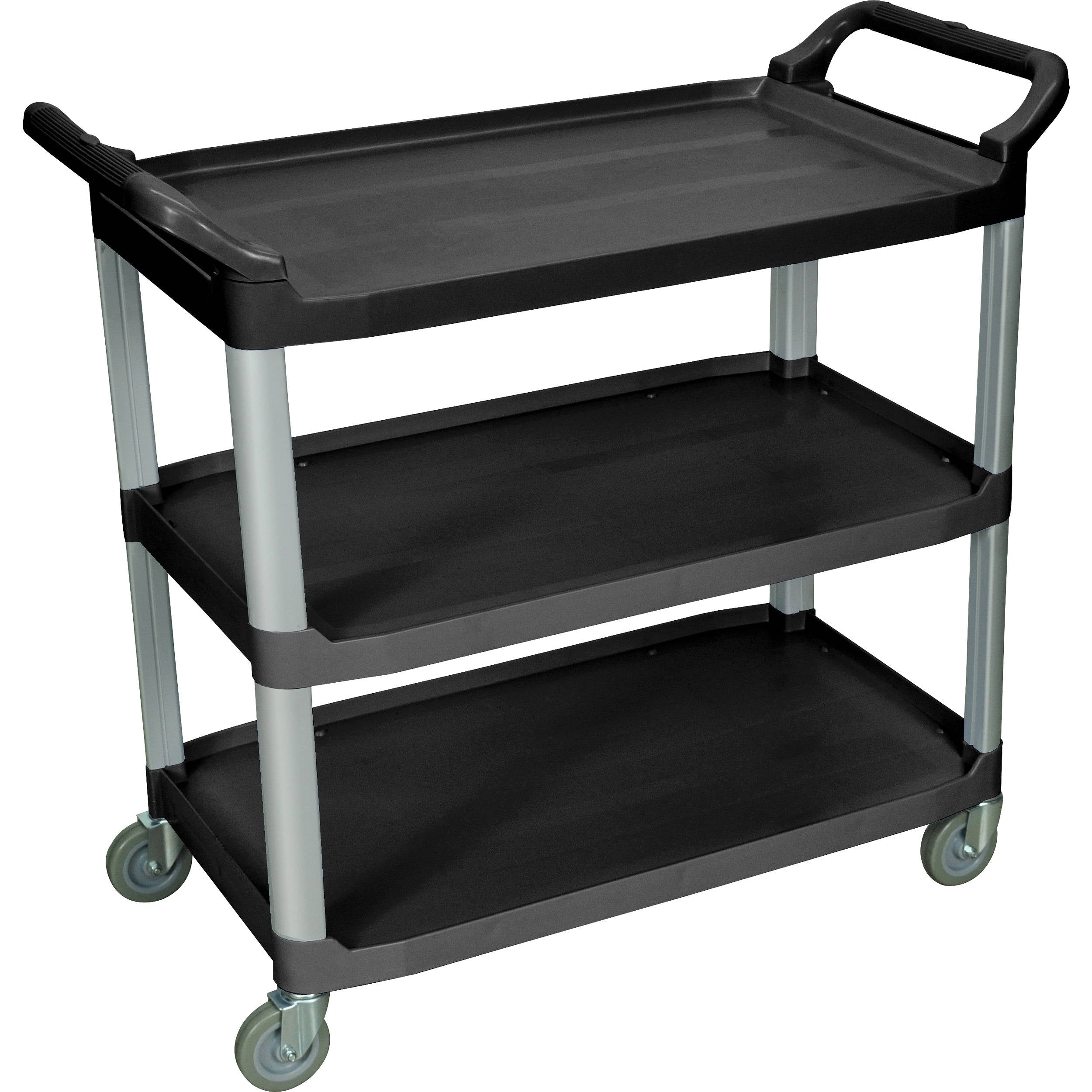 Luxor Large 3 Shelf Black Serving Cart