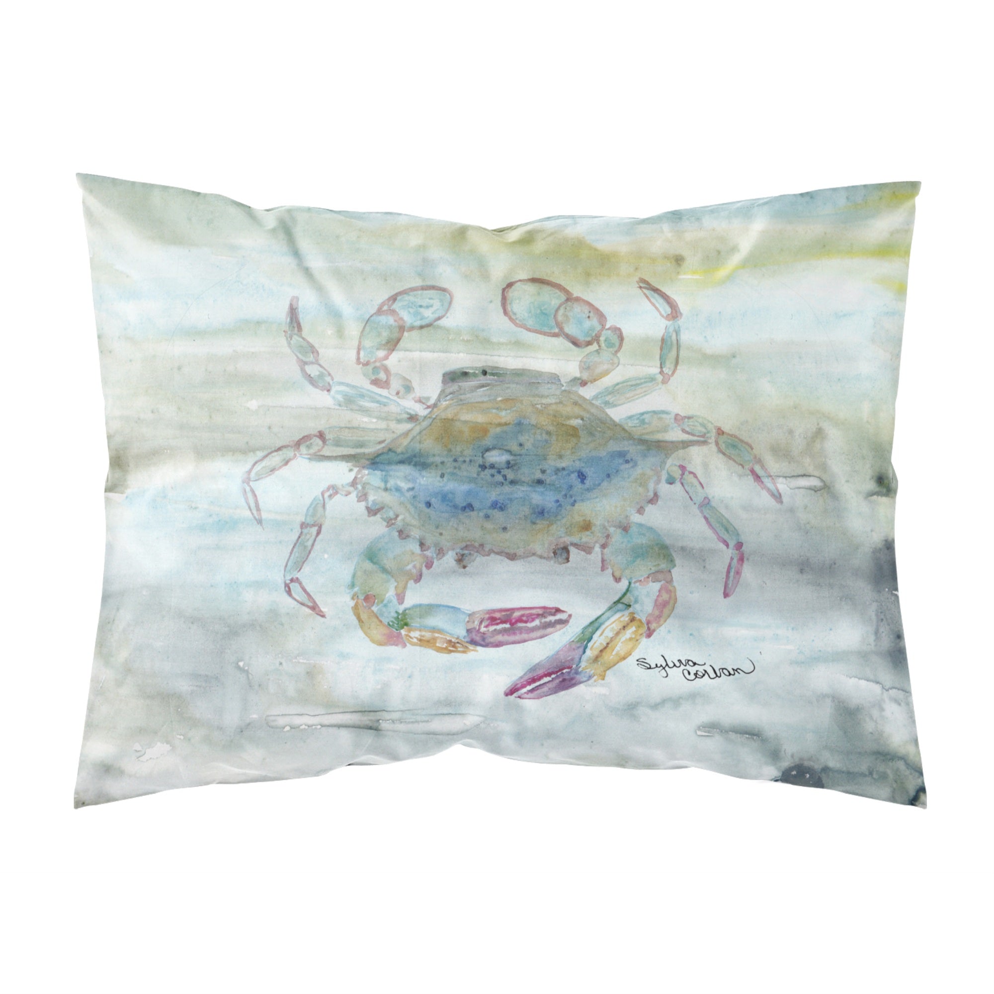 'Caroline'S Treasures Female Blue Crab Watercolor Fabric Standard Pillowcases, Multicolor'