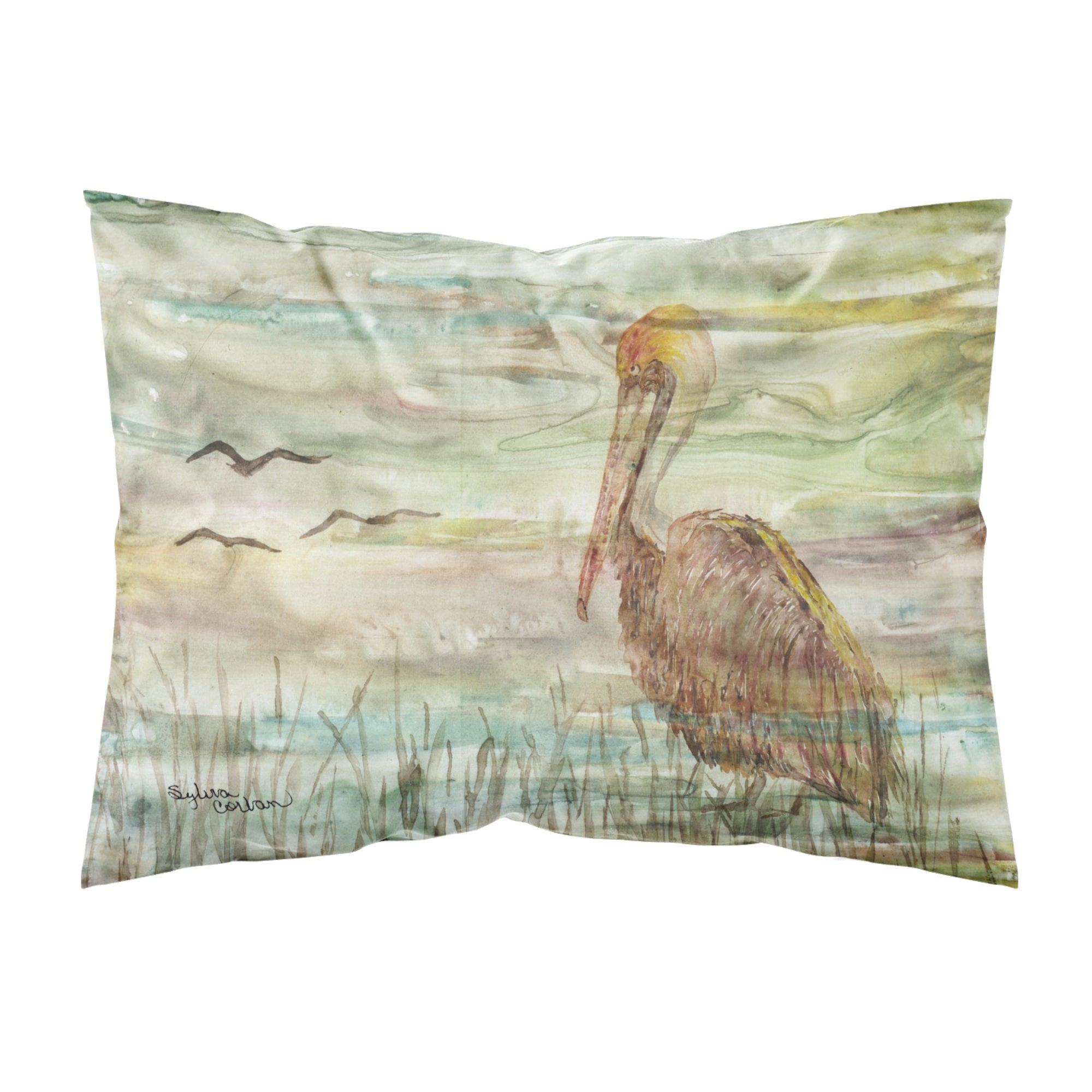 'Caroline'S Treasures Brown Pelican Sunset Fabric Standard Pillowcases, Multicolor'