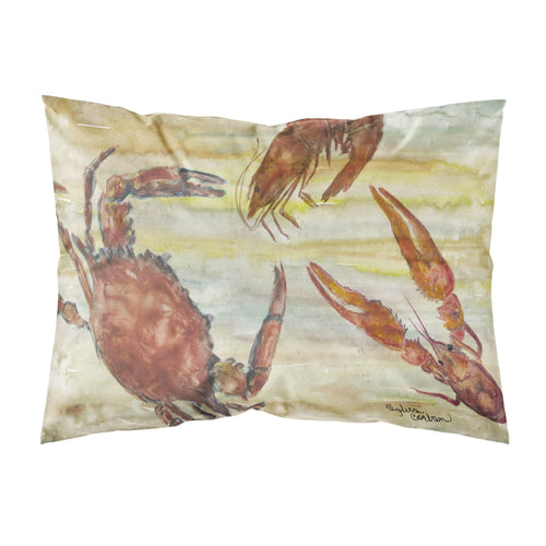 'Caroline'S Treasures Crab, Shrimp, Oyster Yellow Sky Fabric Standard Pillowcases, Multicolor'