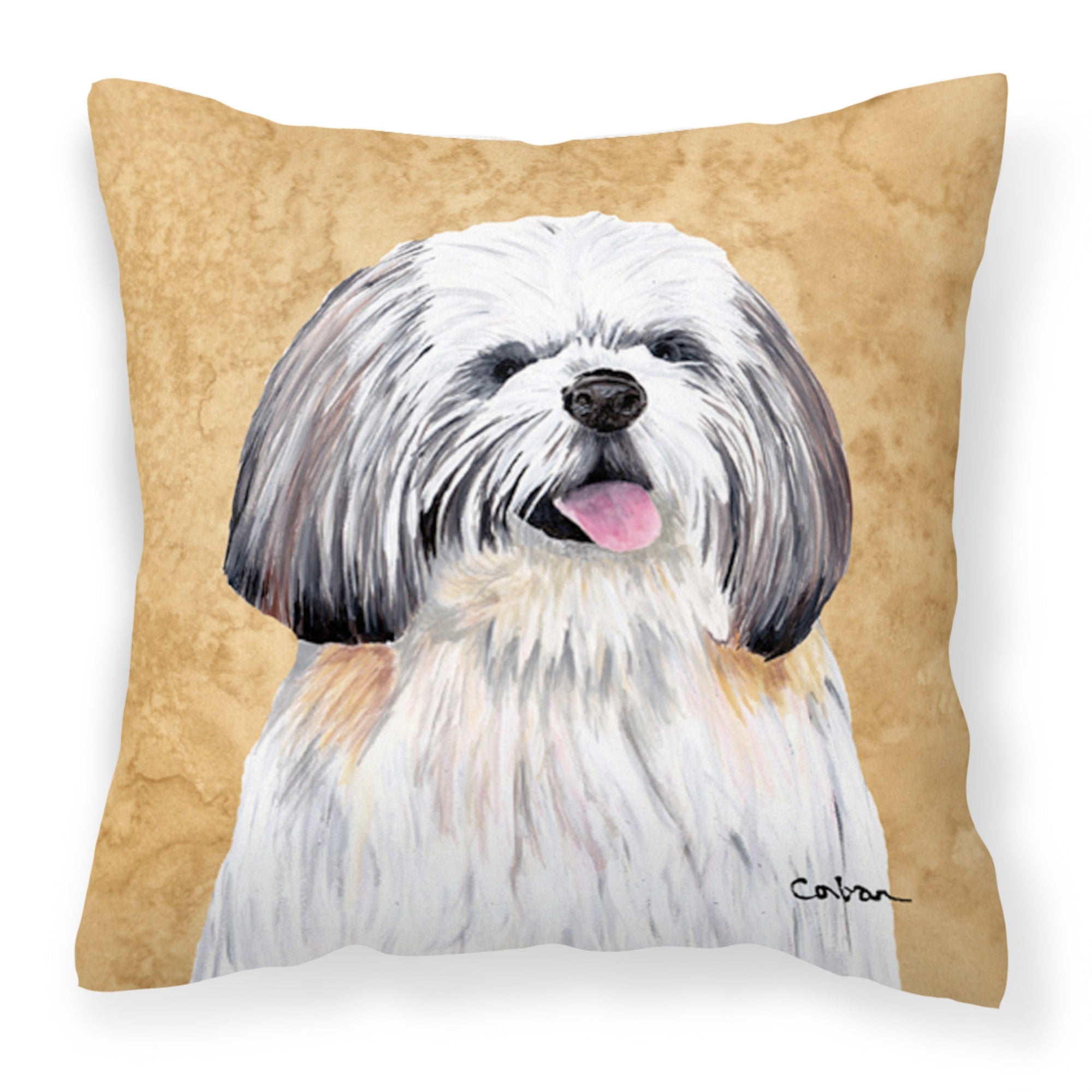 'Caroline'S Treasures Sc9128Pw1414 Shih Tzu Decorative Canvas Fabric Pillow, Large, Multicolor'