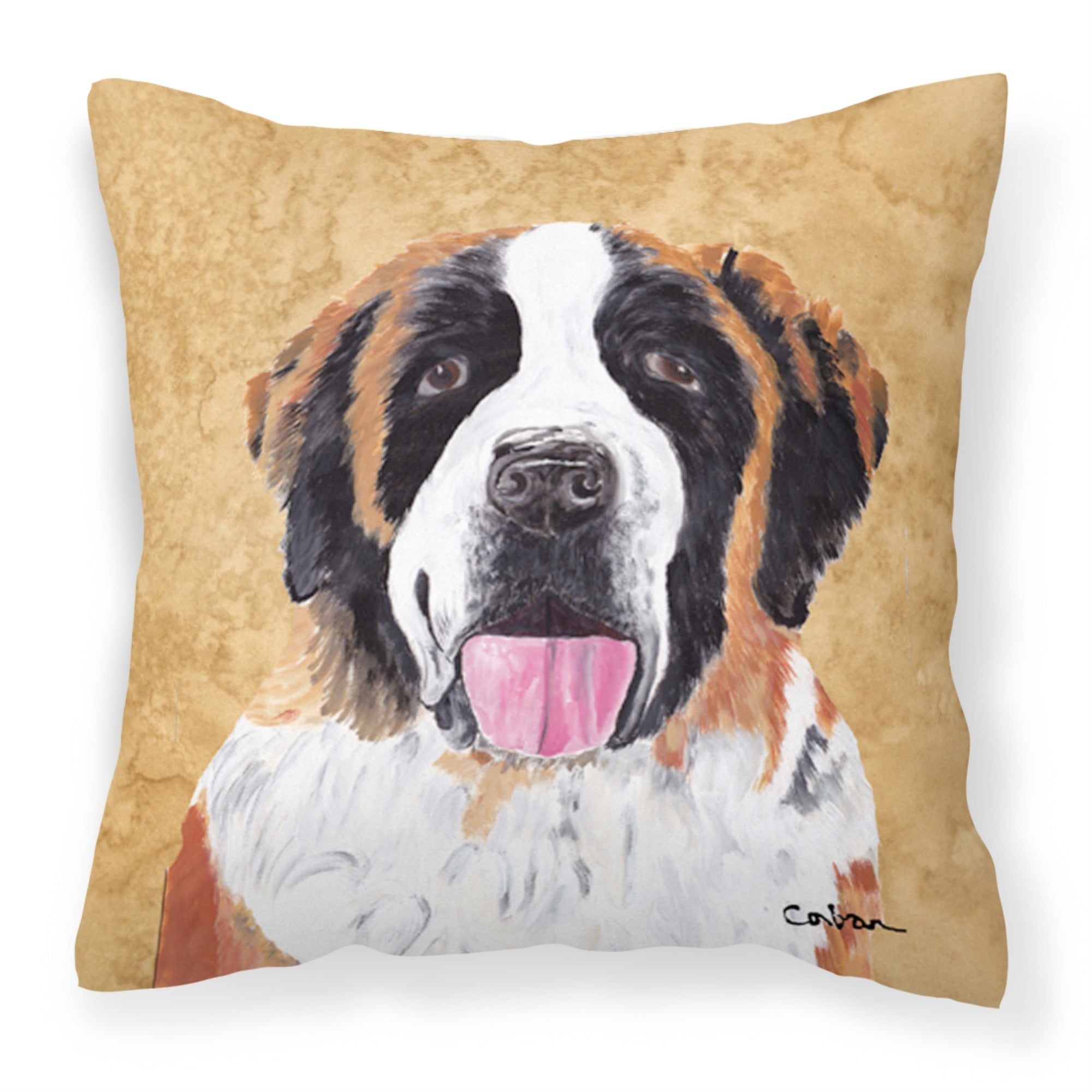 'Caroline'S Treasures Sc9129Pw1414 Saint Bernard Decorative Canvas Fabric Pillow, Large, Multicolor'