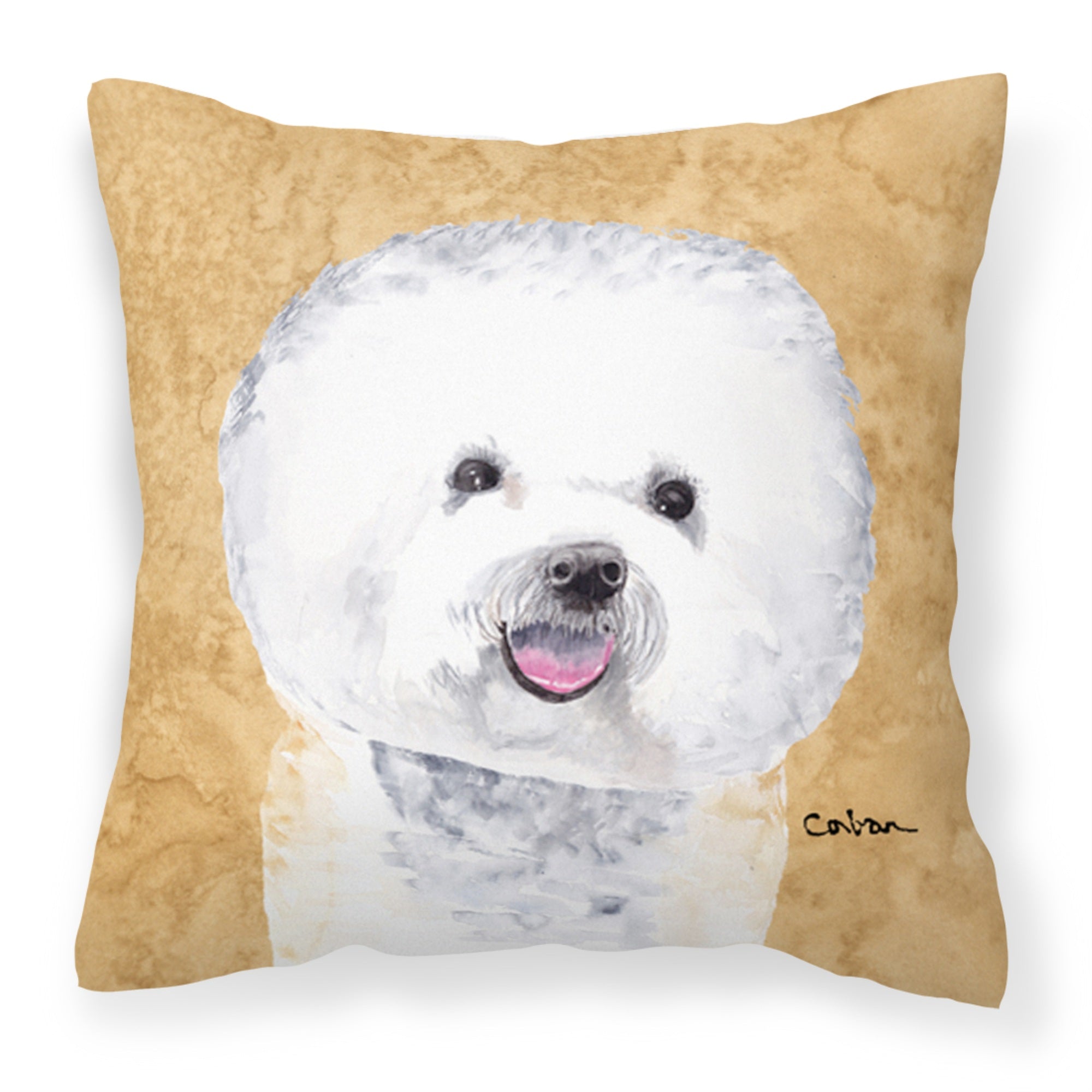 'Caroline'S Treasures Sc9135Pw1414 Bichon Frise Decorative Canvas Fabric Pillow, Large, Multicolor'