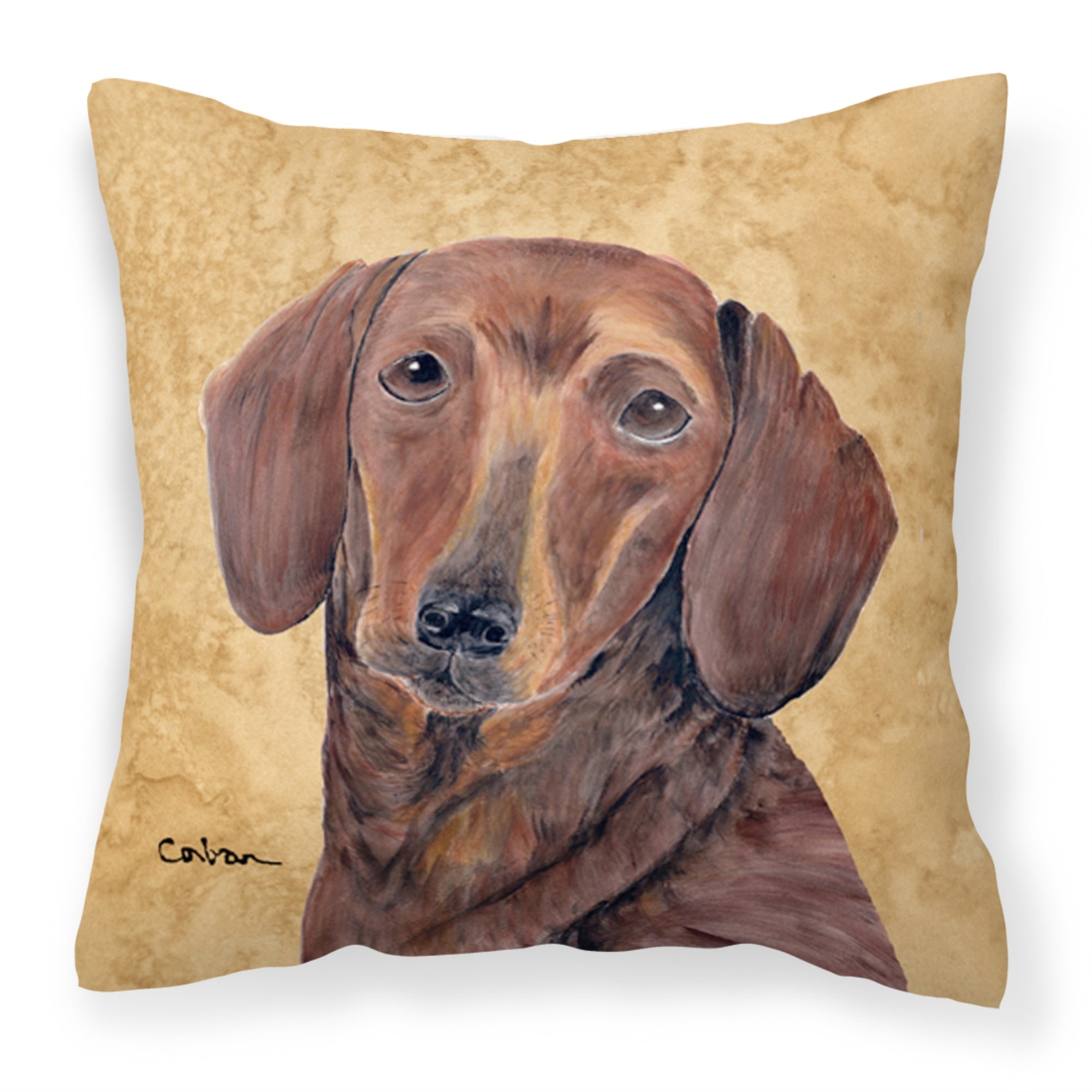 'Caroline'S Treasures Sc9137Pw1414 Dachshund Decorative Canvas Fabric Pillow, Large, Multicolor'