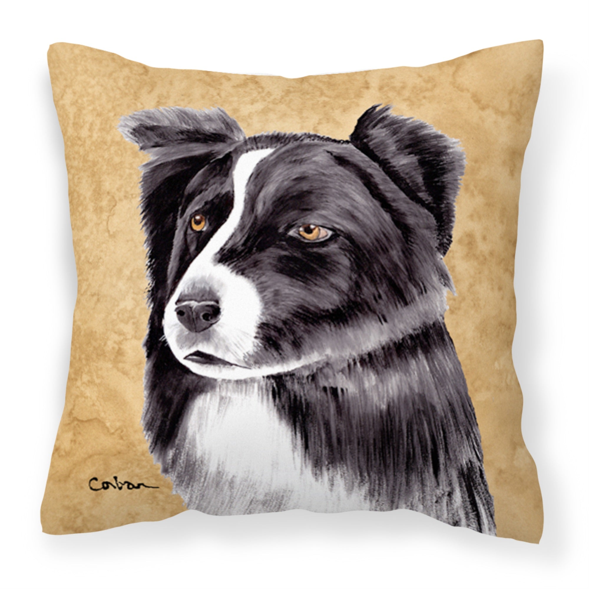 'Caroline'S Treasures Sc9138Pw1414 Border Collie Decorative Canvas Fabric Pillow, Large, Multicolor'