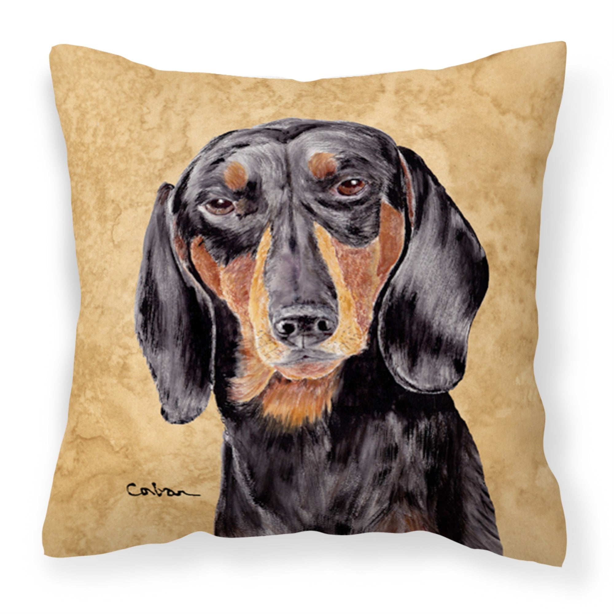 'Caroline'S Treasures Sc9139Pw1414 Dachshund Decorative Canvas Fabric Pillow, Large, Multicolor'