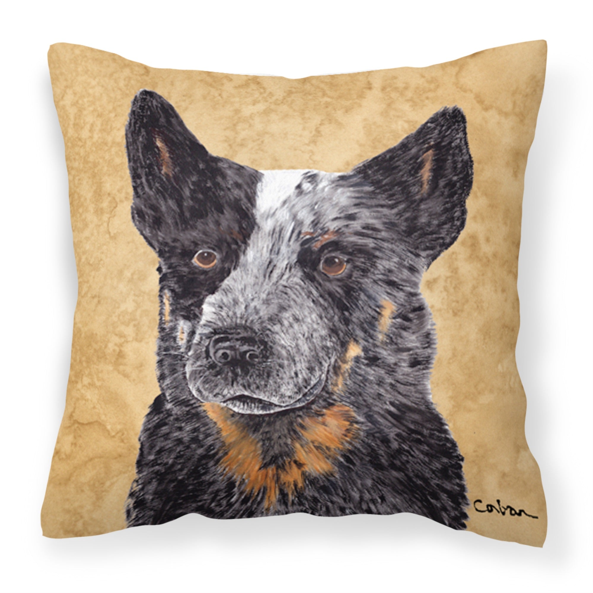 'Caroline'S Treasures Sc9141Pw1414 Australian Cattle Dog Decorative Canvas Fabric Pillow, Large, Multicolor'