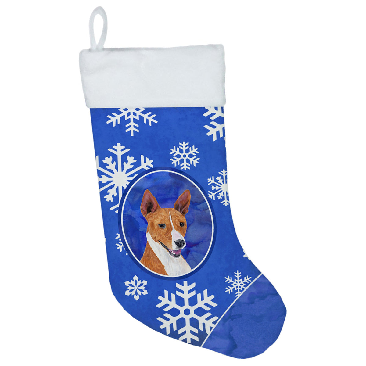 CarolineS Treasures Sc9387Cs Basenji Winter Snowflakes Christmas Stocking, 11 X 18 Inch  Inch , Multicolor