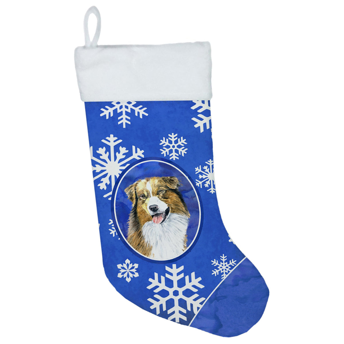 CarolineS Treasures Australian Shepherd Winter Snowflakes Christmas Stocking, 11 X 18 Inch  Inch , Multicolor