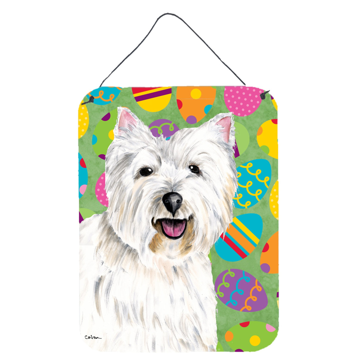 Inch CarolineS Treasures Sc9450Ds1216 Westie Easter Eggtravaganza Aluminium Metal Wall Or Door Hanging Prints, 16 Inch  Inch  X 12 Inch  Inch , Multico
