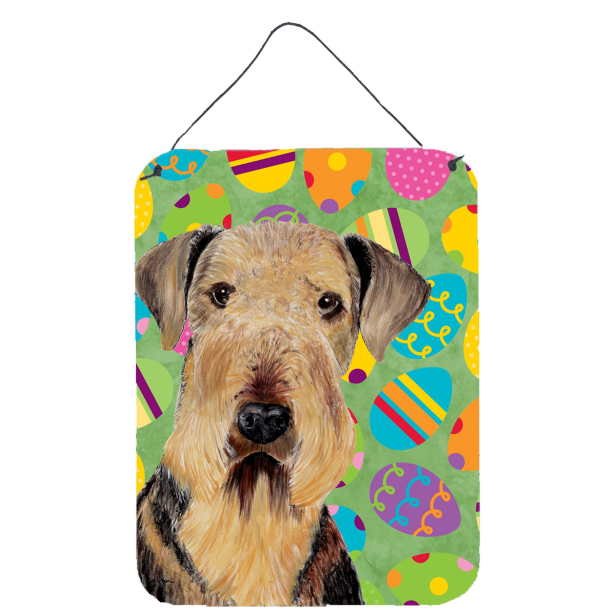 Inch CarolineS Treasures Sc9453Ds1216 Airedale Easter Eggtravaganza Aluminium Metal Wall Or Door Hanging Prints, 16 Inch  Inch  X 12 Inch  Inch , Multi