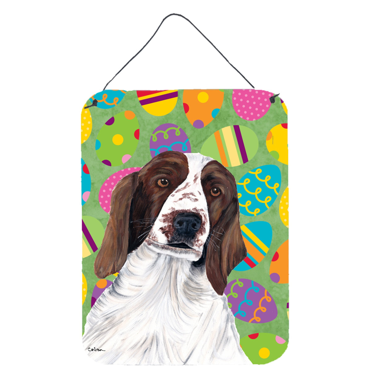 CarolineS Treasures Welsh Springer Spaniel Easter Eggtravaganza Wall Or Door Hanging Prints, 16 Inch  Inch  X 12 Inch  Inch , Multicolor