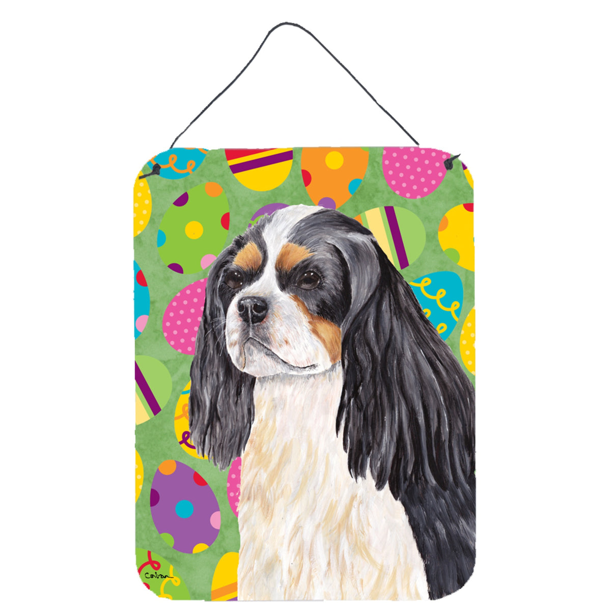 CarolineS Treasures Sc9471Ds1216 Cavalier Spaniel Easter Eggtravaganza Wall Or Door Hanging Prints, 16 Inch  Inch  X 12 Inch  Inch , Multicolor