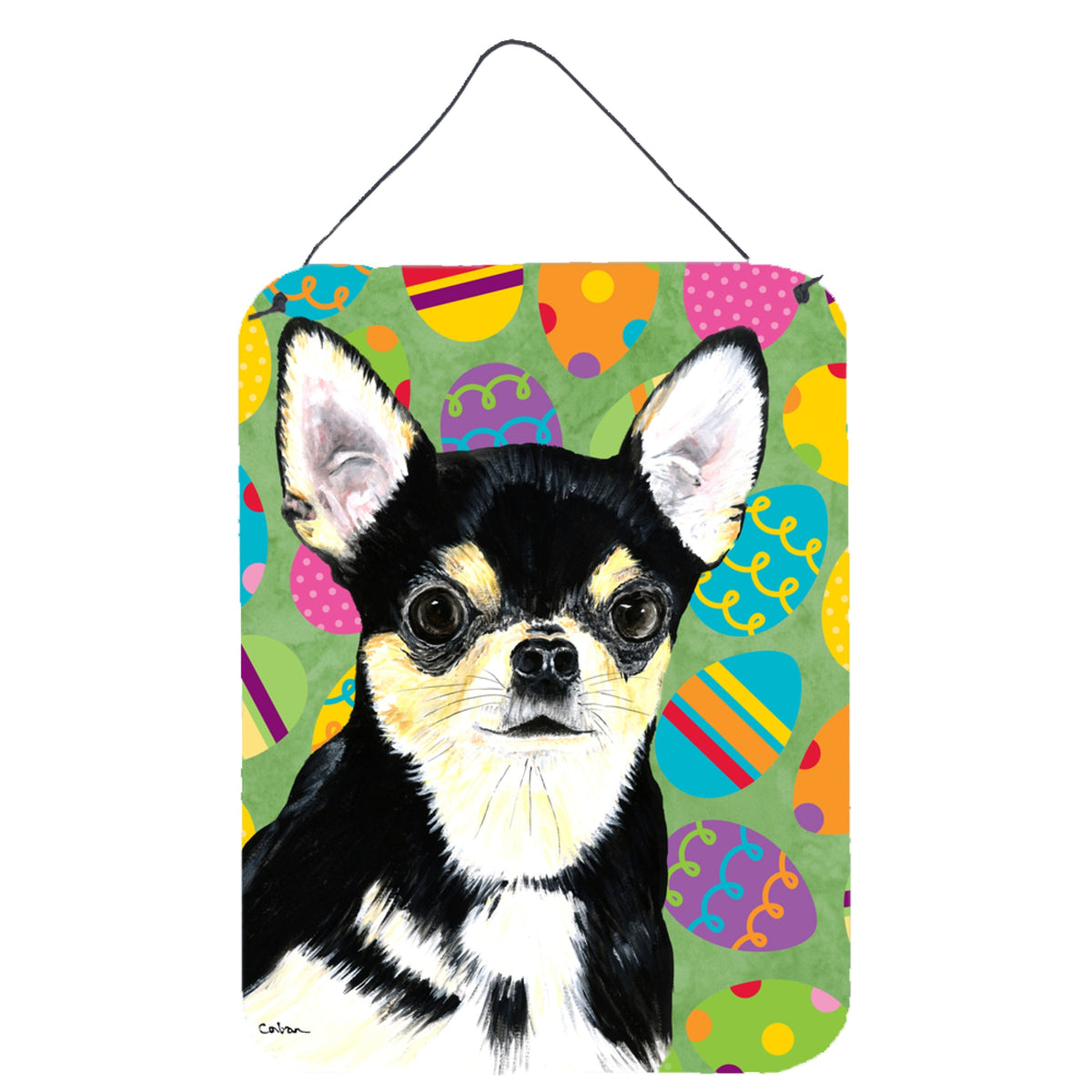 Inch CarolineS Treasures Sc9479Ds1216 Chihuahua Easter Eggtravaganza Aluminium Metal Wall Or Door Hanging Prints, 16 Inch  Inch  X 12 Inch  Inch , Mult