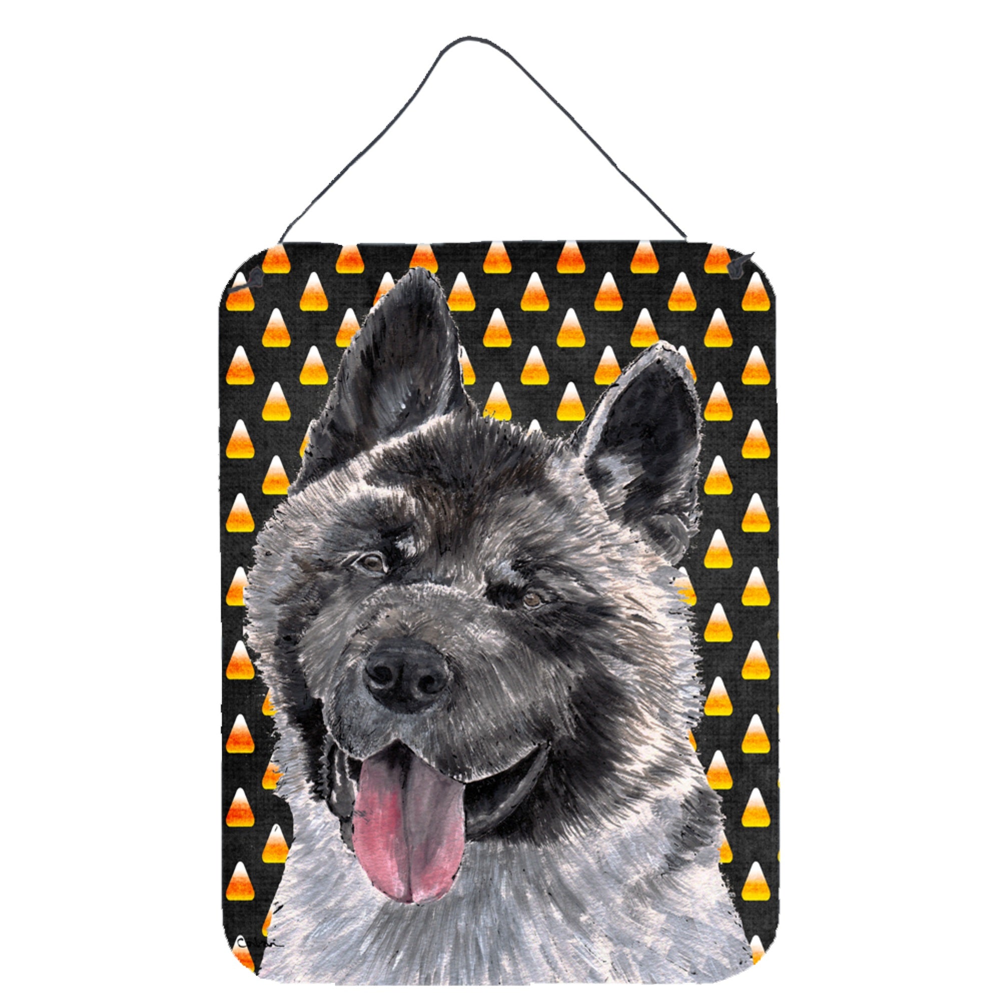 Carolines Treasures Akita Candy Corn Halloween Wall or Door Hanging Prints 16 x 12