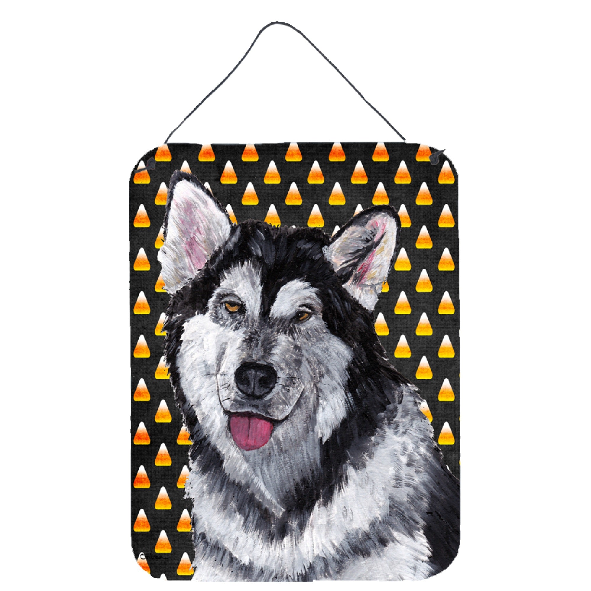 Carolines Treasures Alaskan Malamute Candy Corn Halloween Wall or Door Hanging Prints 16 x 12