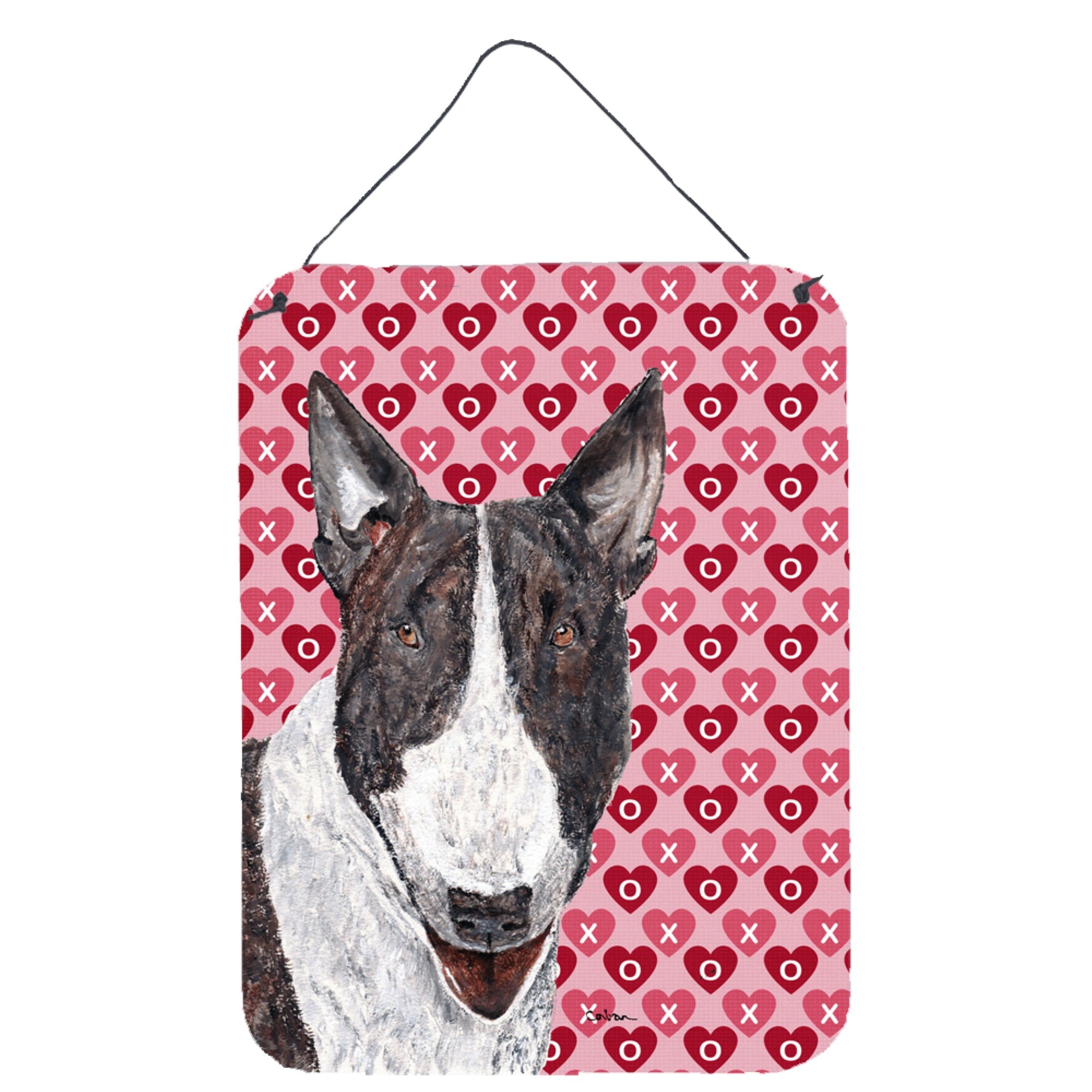 Carolines Treasures SC9561DS1216 Bull Terrier Valentines Love Aluminium Metal Wall or Door Hanging Prints 16 x 12