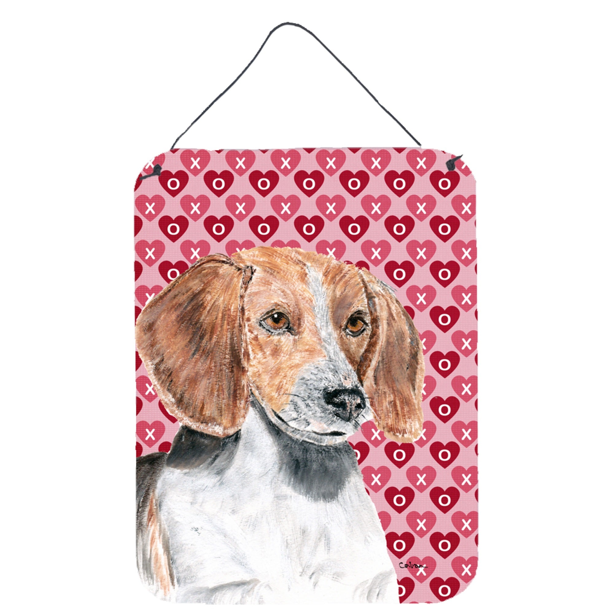 Carolines Treasures English Foxhound Valentines Love Aluminium Metal Wall or Door Hanging Prints 16 x 12