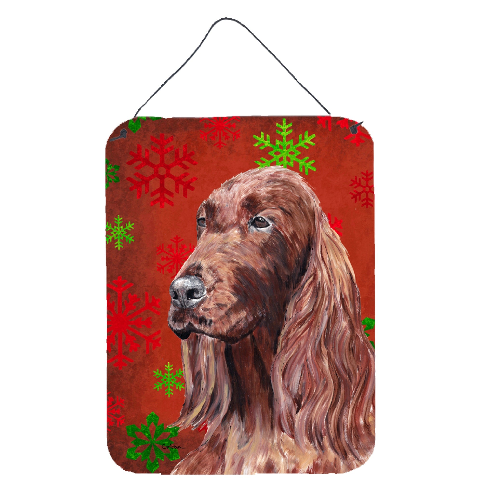 Carolines Treasures Irish Setter Red Snowflake Christmas Wall or Door Hanging Prints 16 x 12