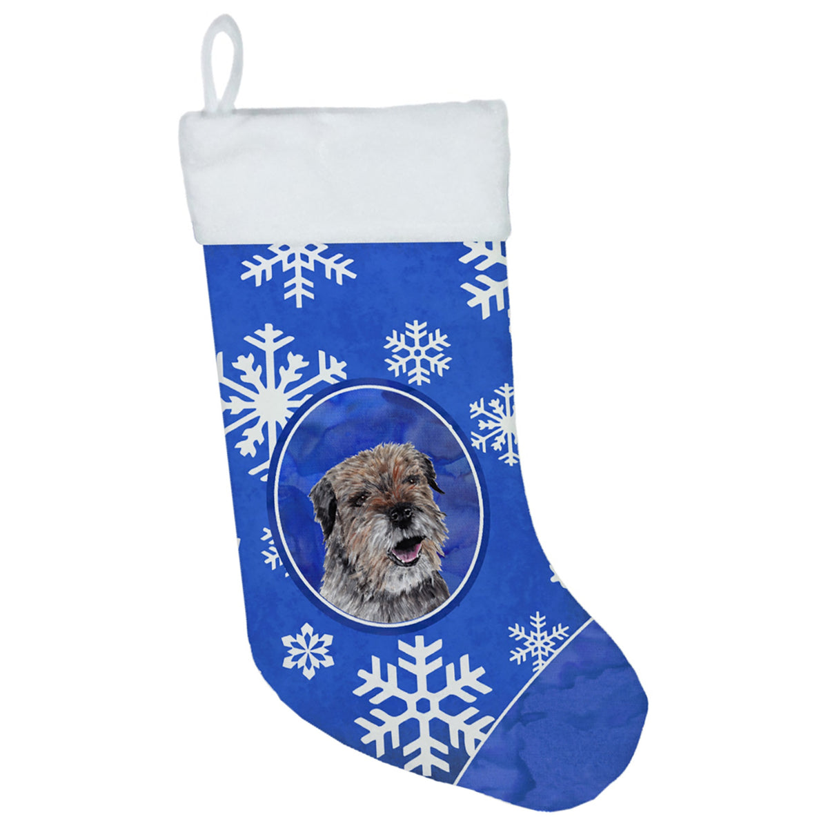 CarolineS Treasures Border Terrier Winter Snowflakes Christmas Stocking, 11 X 18 Inch  Inch , Mulitcolor