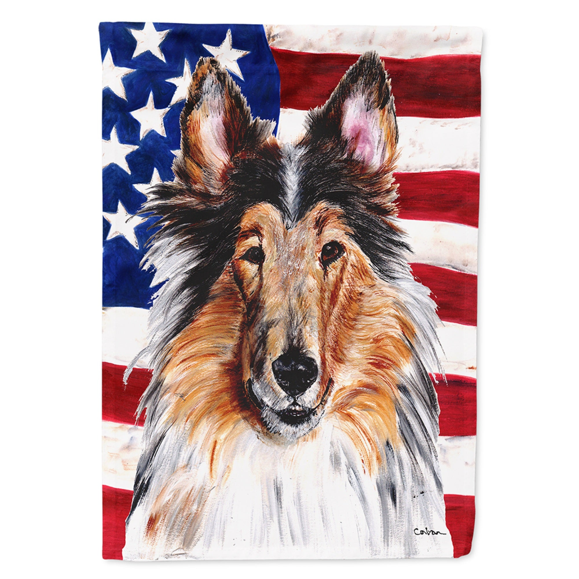 'Caroline'S Treasures Sc9622Gf Collie With American Usa Flag, Small, Multicolor'