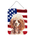 Carolines Treasures Red Miniature Poodle with American Flag Usa Wall or Door Hanging Prints 16 x 12