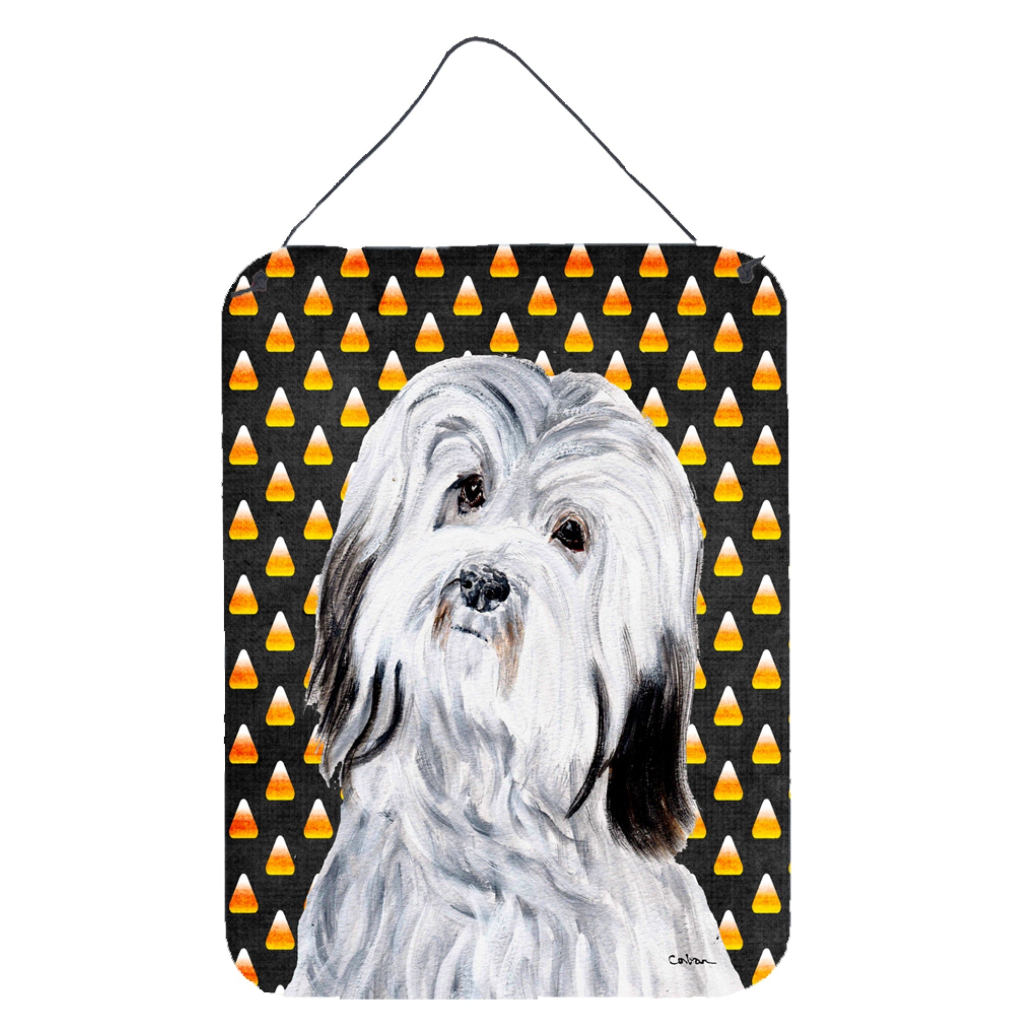Carolines Treasures Havanese Candy Corn Halloween Wall or Door Hanging Prints 16 x 12