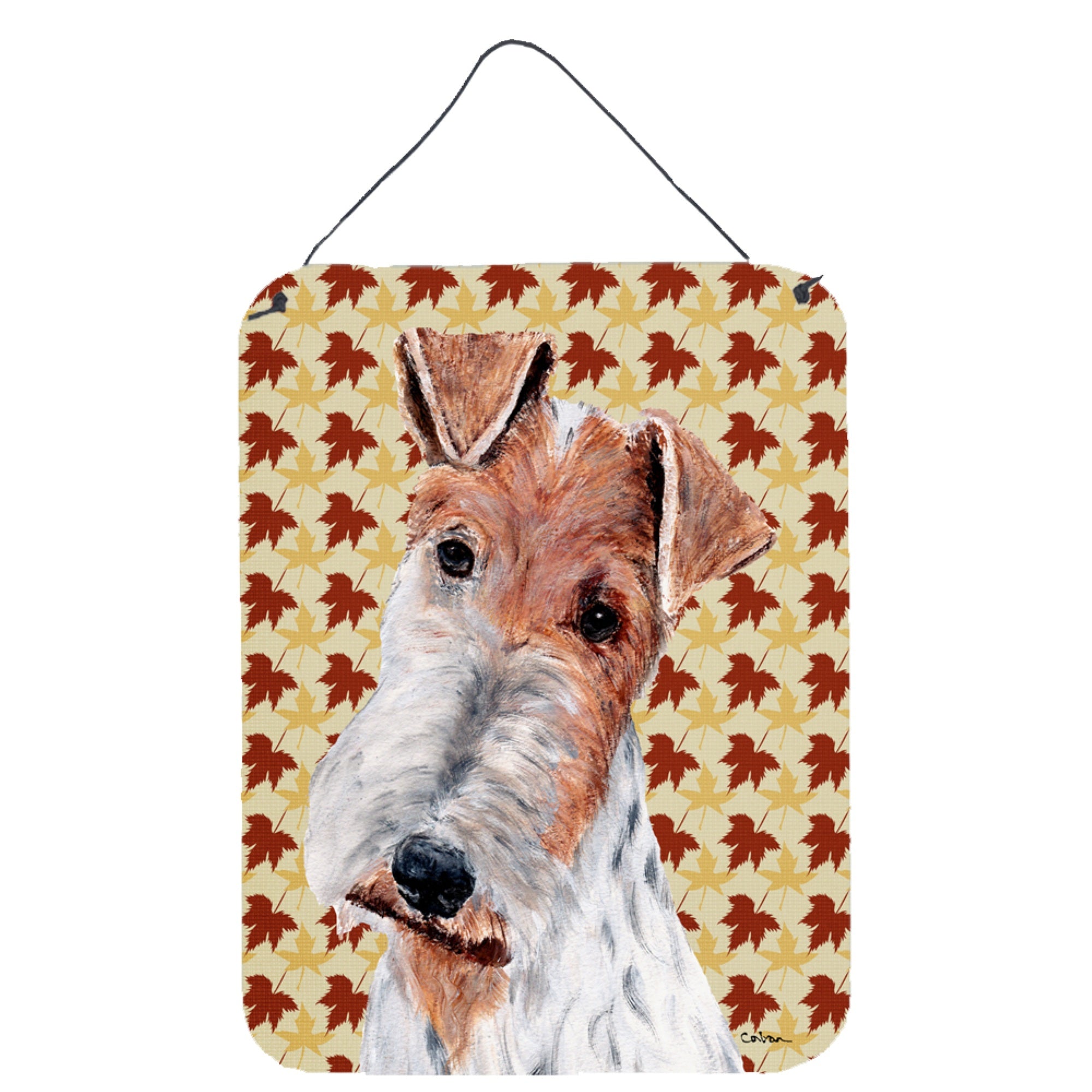 Carolines Treasures Wire Fox Terrier Fall Leaves Wall or Door Hanging Prints 16 x 12