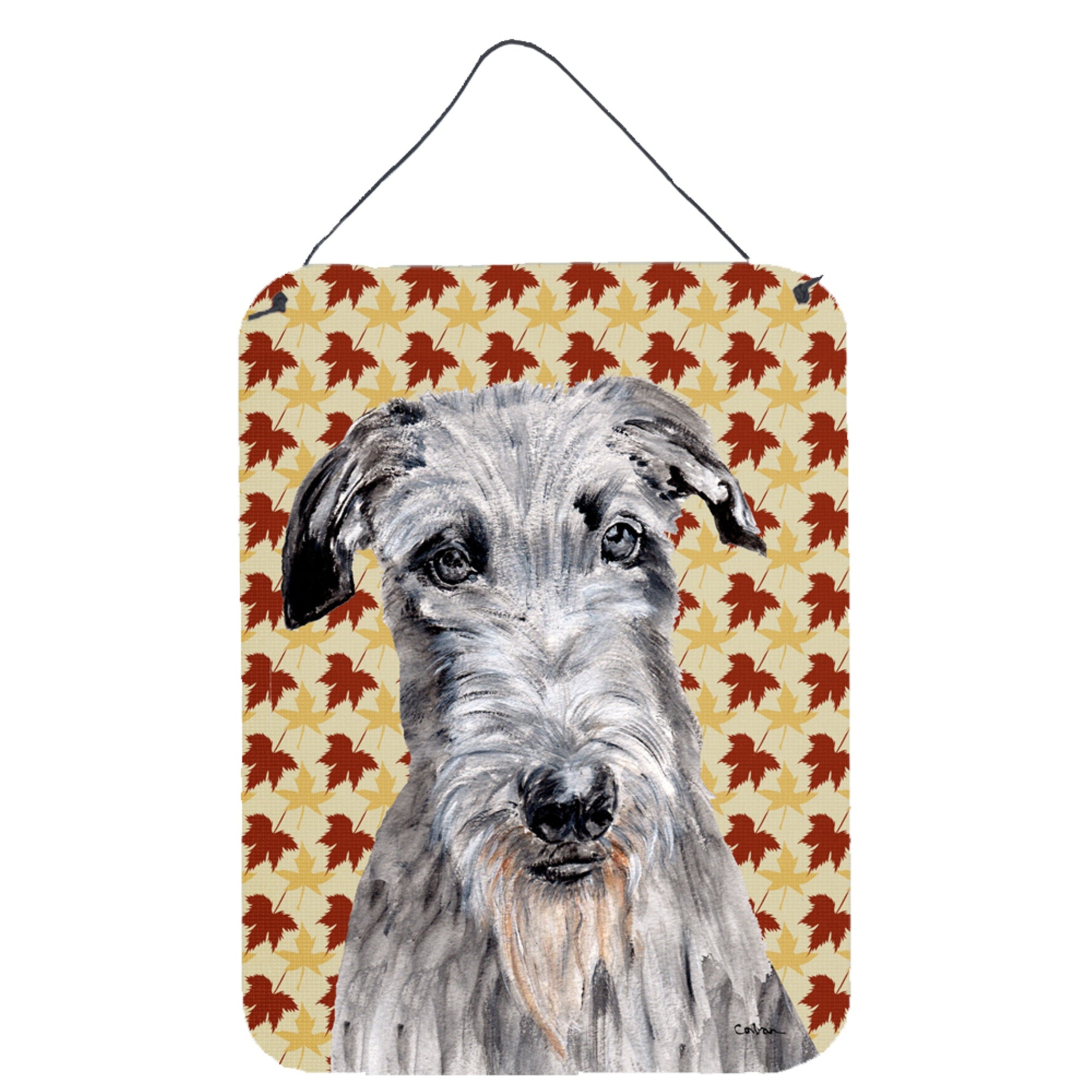 Carolines Treasures SC9682DS1216 Scottish Deerhound Fall Leaves Wall or Door Hanging Prints 16 x 12