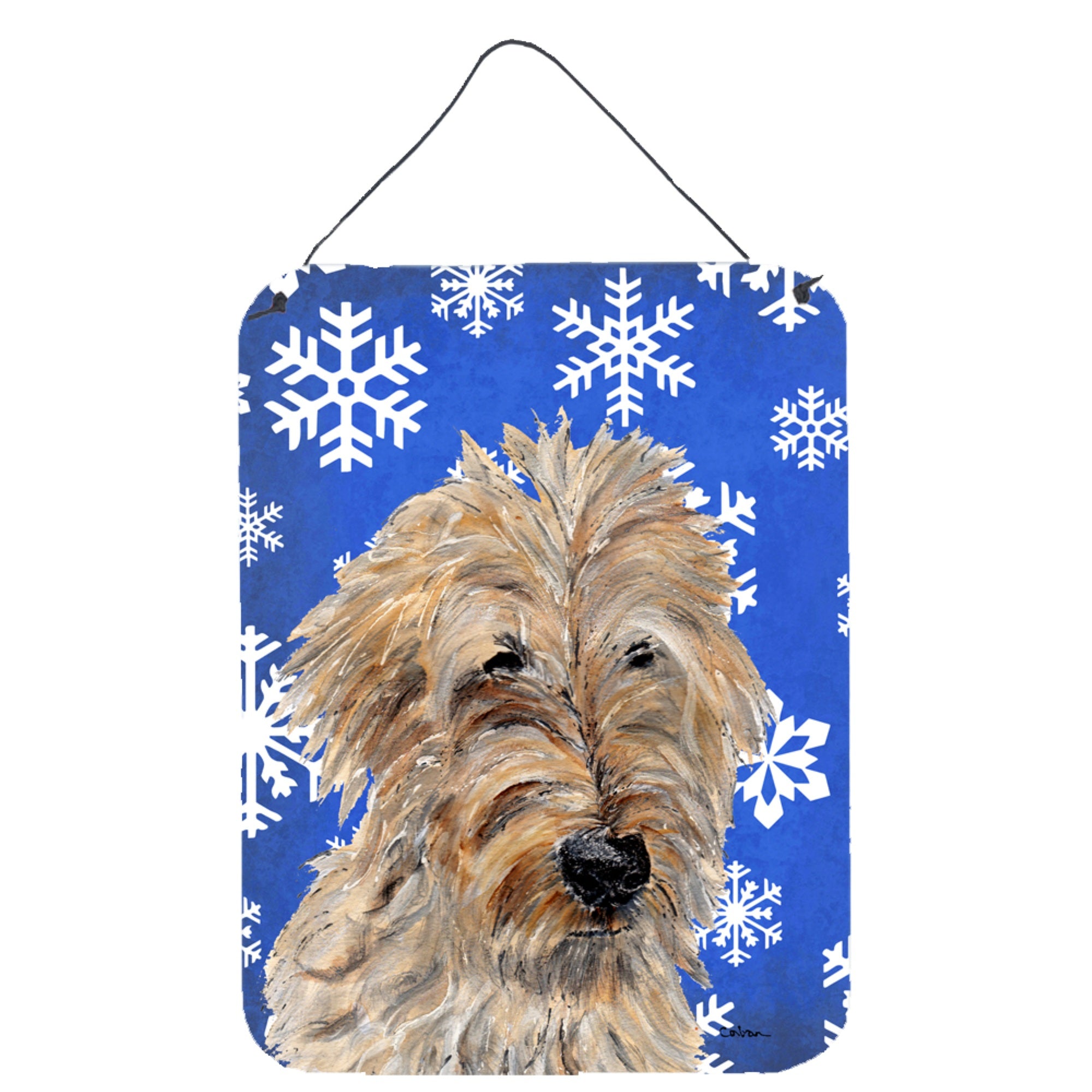 Carolines Treasures Golden Doodle 2 Winter Snowflakes Wall or Door Hanging Prints 16 x 12
