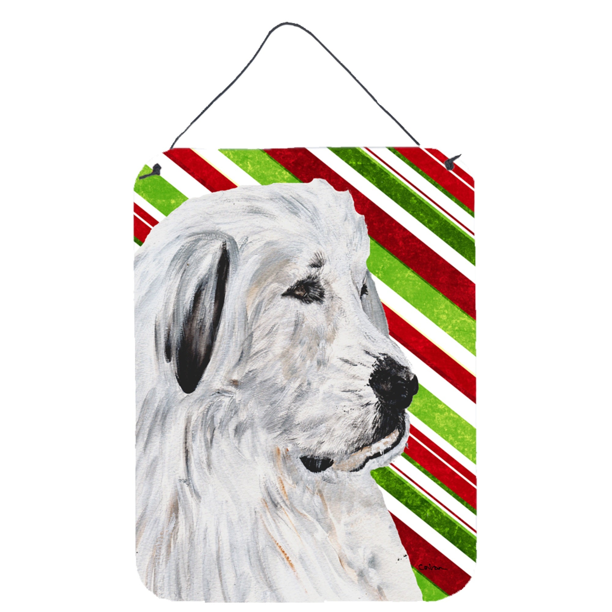 Carolines Treasures Great Pyrenees Candy Cane Christmas Wall or Door Hanging Prints 16 x 12