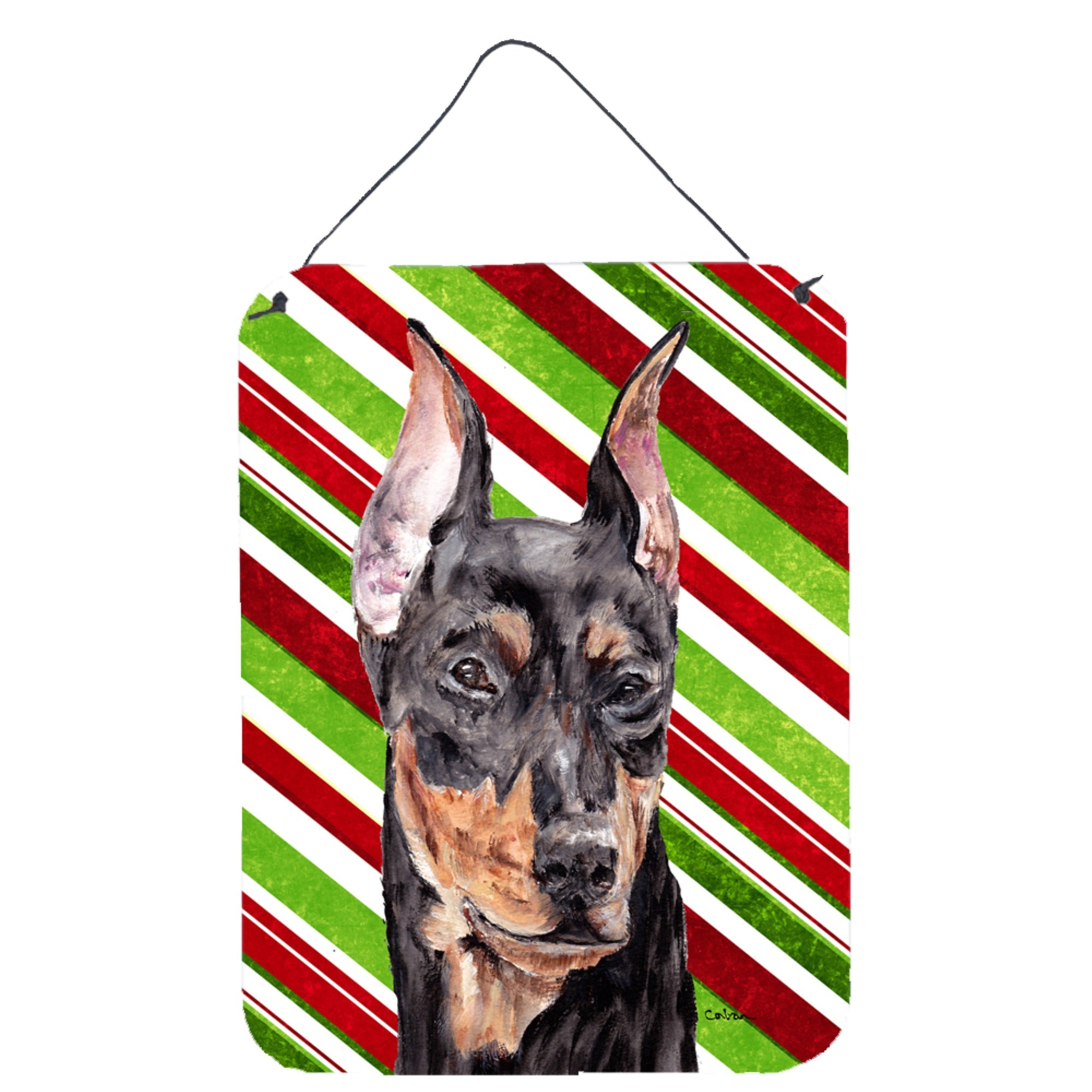 Carolines Treasures German Pinscher Candy Cane Christmas Wall or Door Hanging Prints 16 x 12