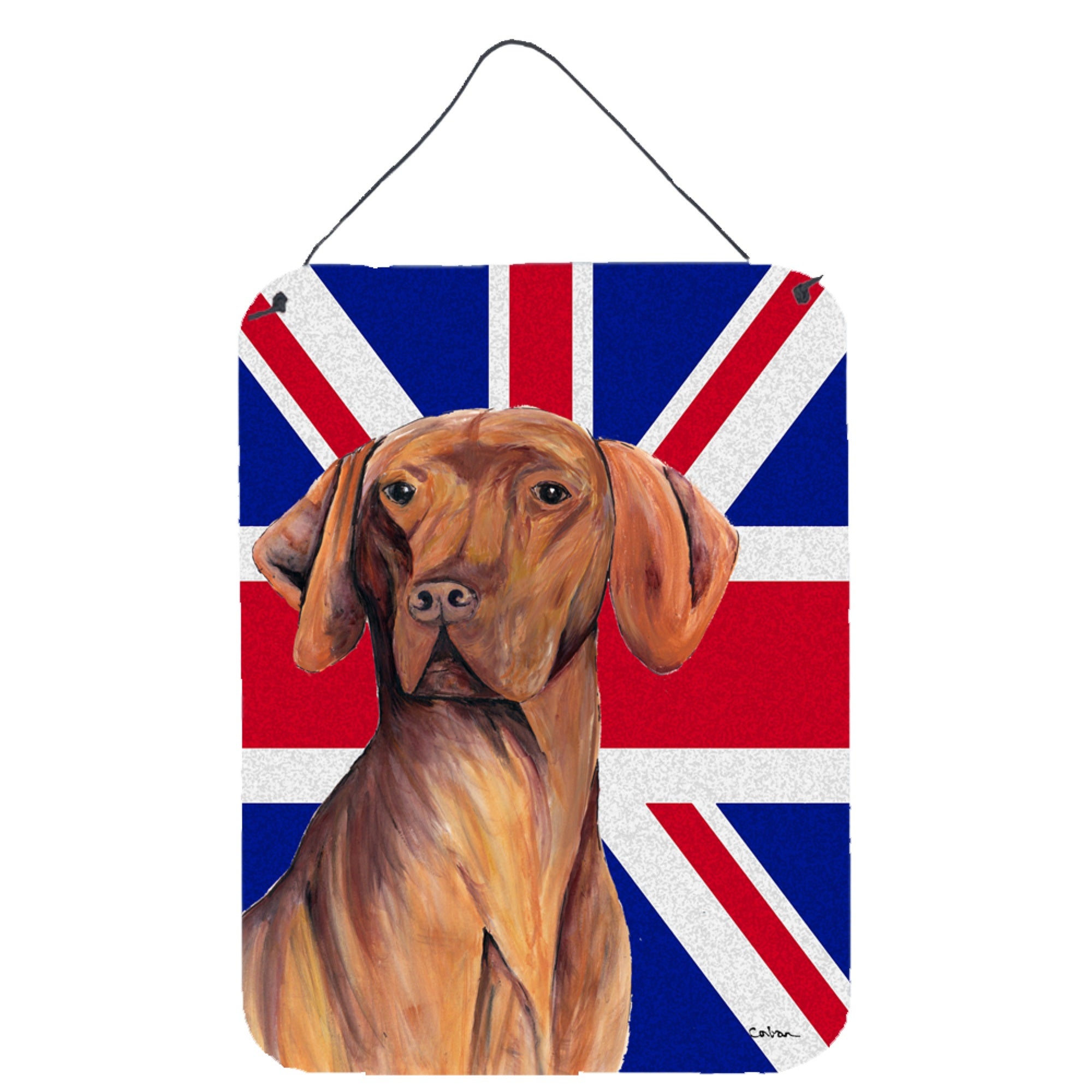 Carolines Treasures SC9835DS1216 Vizsla with English Union Jack British Flag Wall or Door Hanging Prints 16 x 12