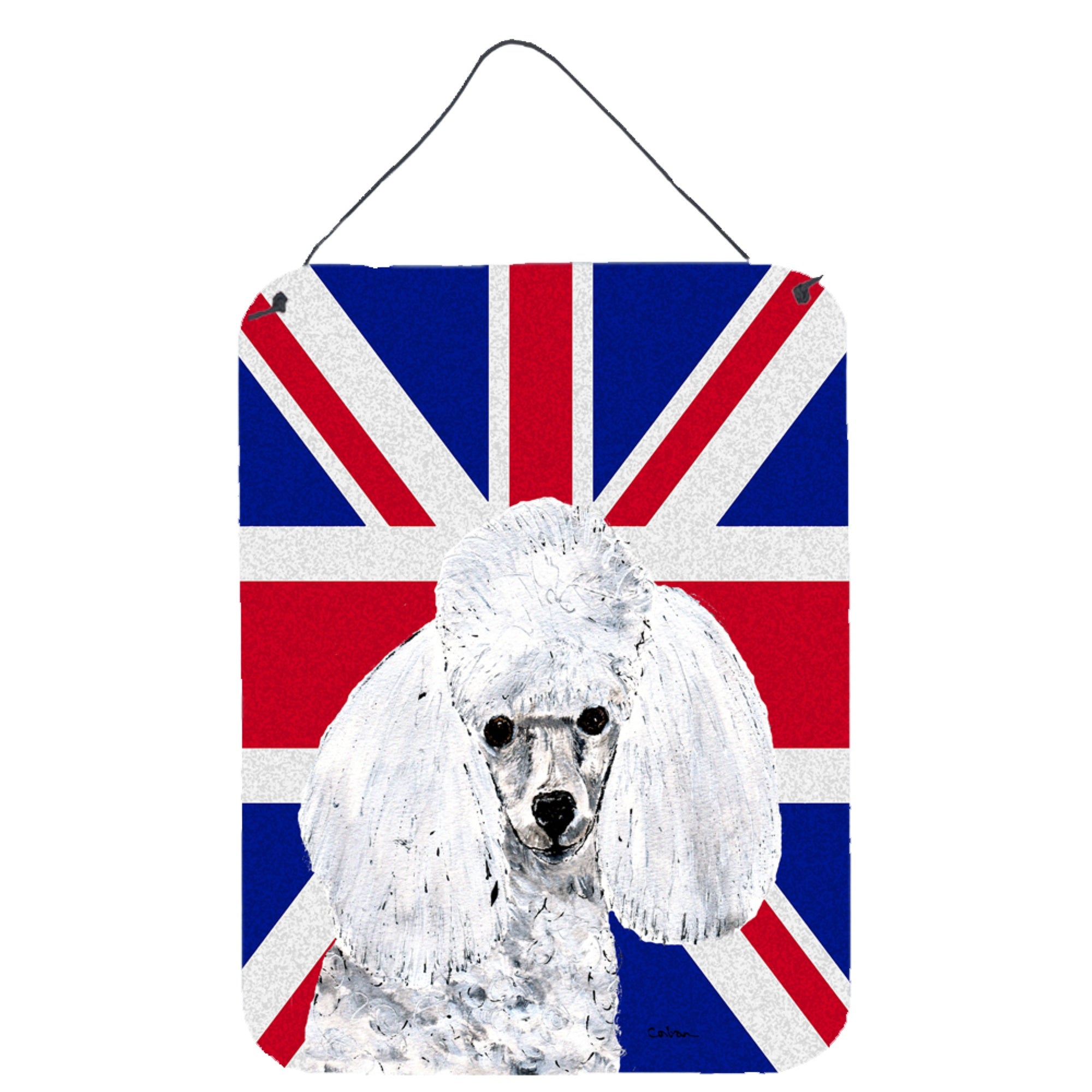 Carolines Treasures White Toy Poodle with English Union Jack British Flag Wall or Door Hanging Prints 16 x 12