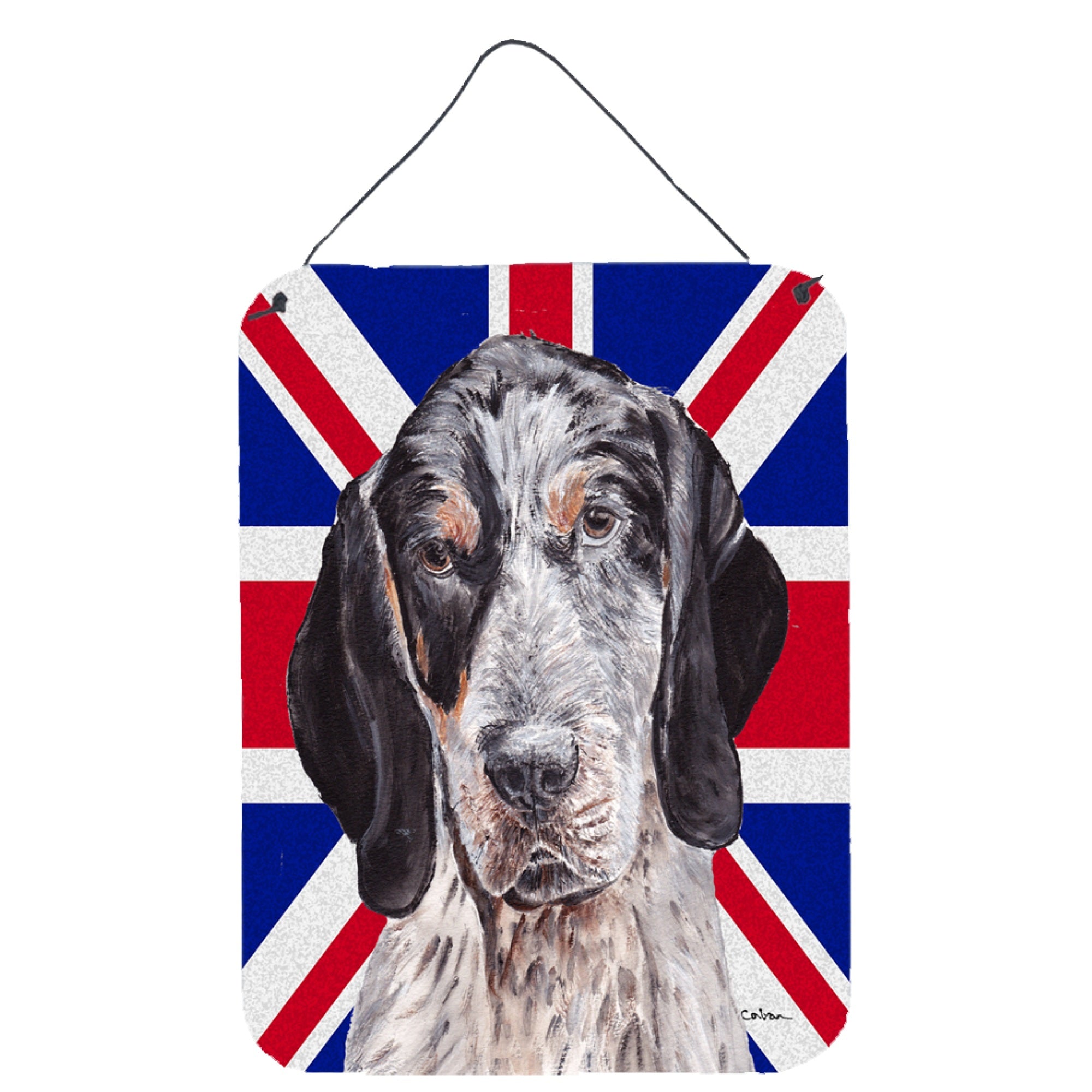 Carolines Treasures Blue Tick Coonhound with English Union Jack British Flag Wall or Door Hanging Prints 16 x 12