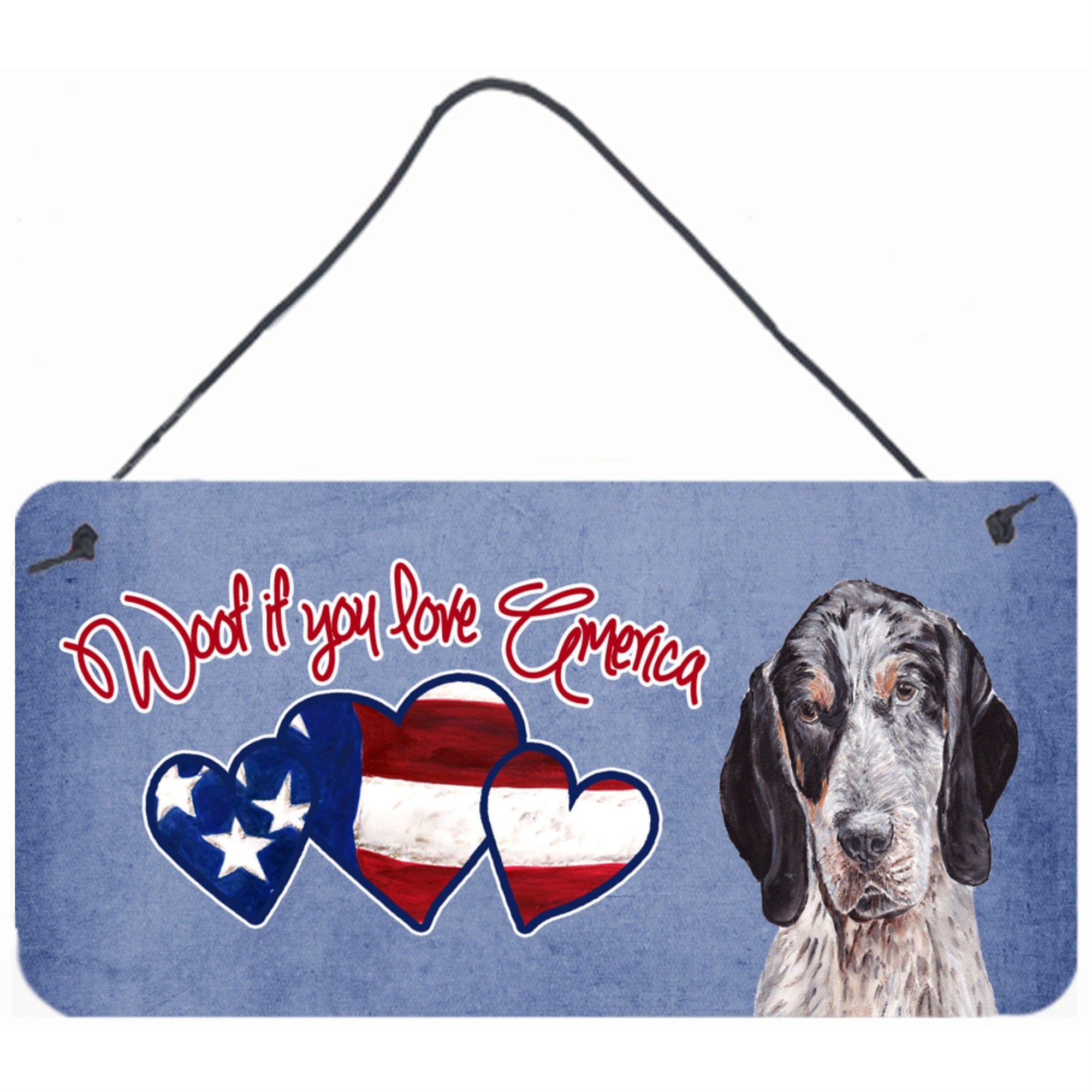 Carolines Treasures SC9897DS612 Woof If You Love America Bluetick Coonhound Wall or Door Hanging Prints 6 x 12