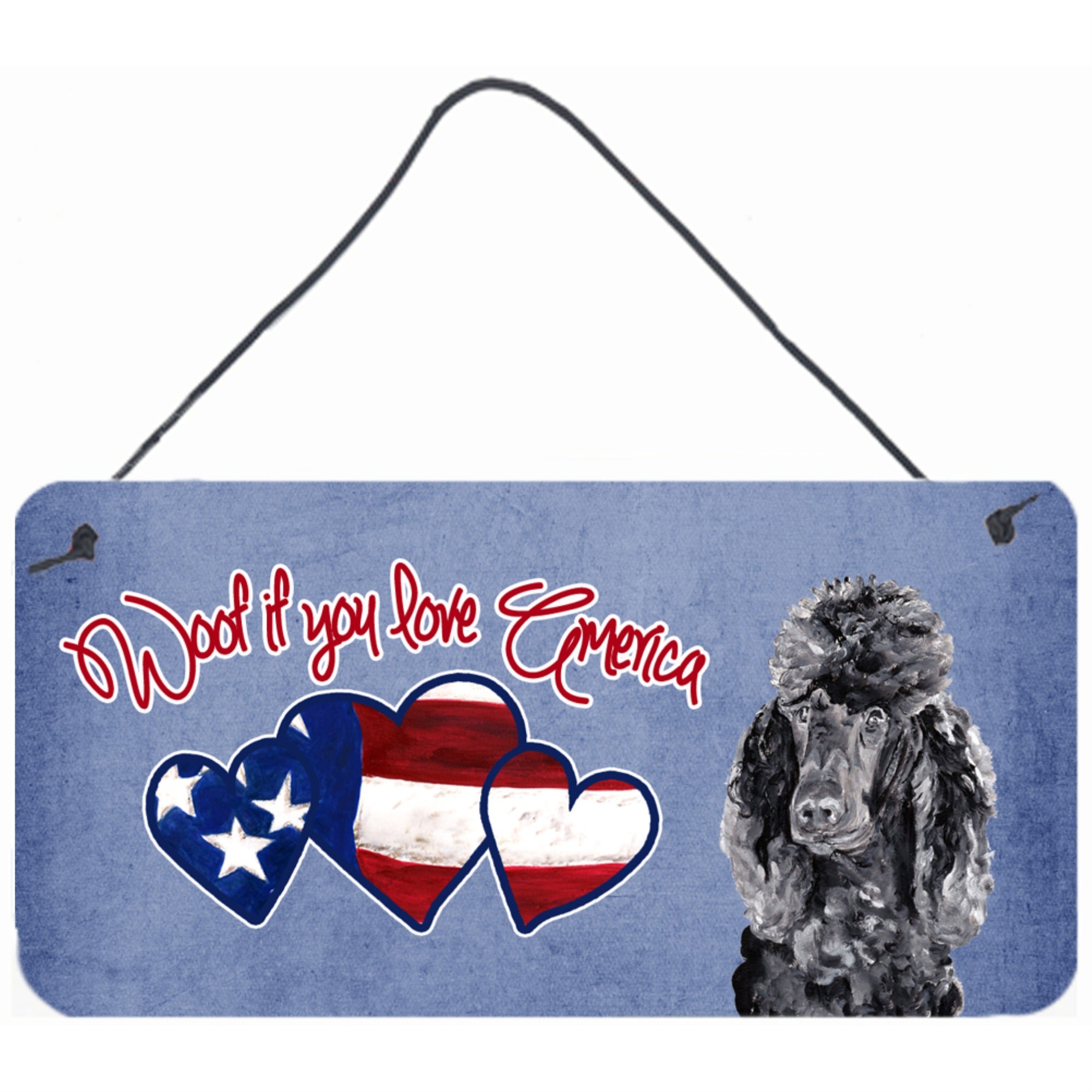 Carolines Treasures Woof If You Love America Black Standard Poodle Wall or Door Hanging Prints 6 x 12