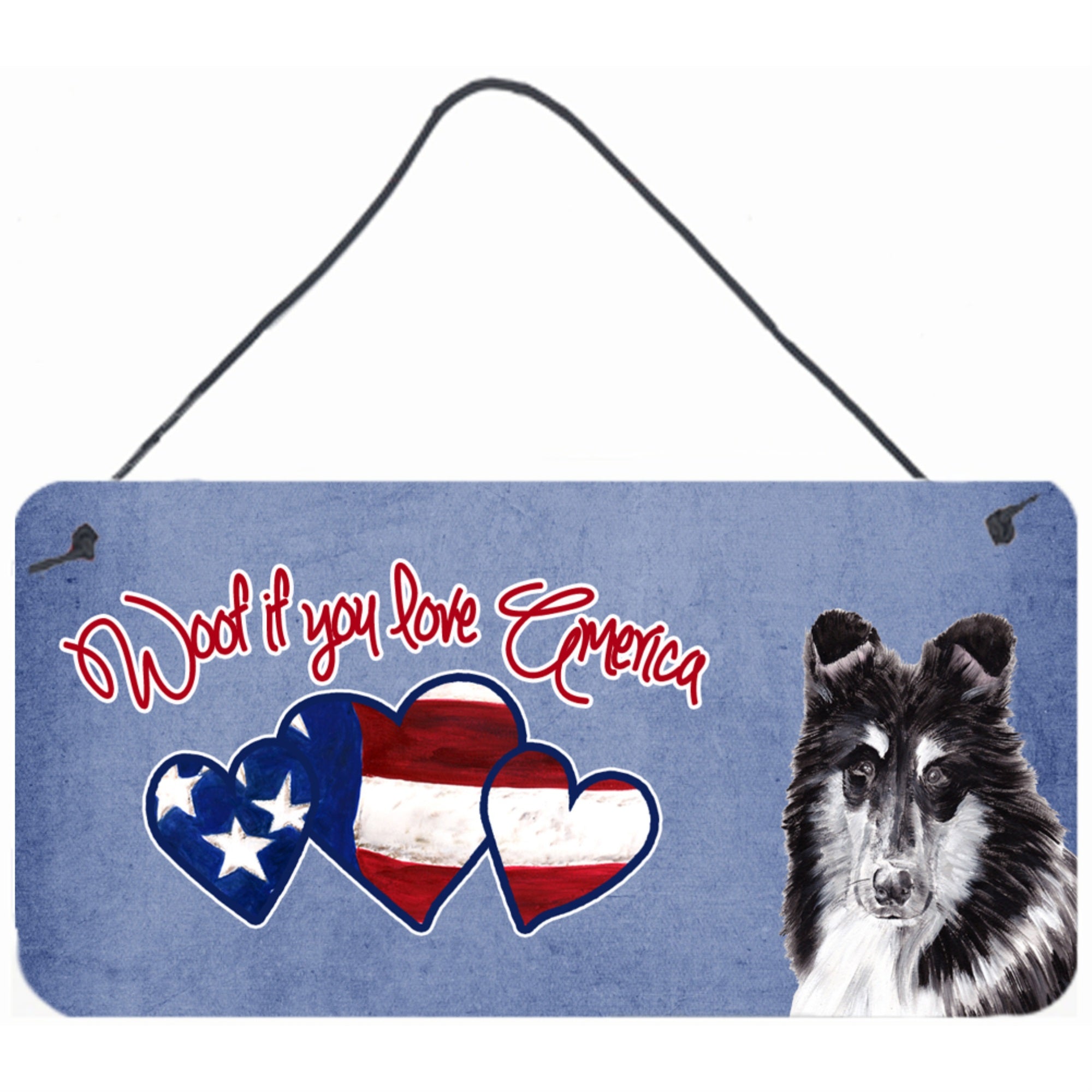 Carolines Treasures SC9902DS612 Woof If You Love America Collie Wall or Door Hanging Prints 6 x 12