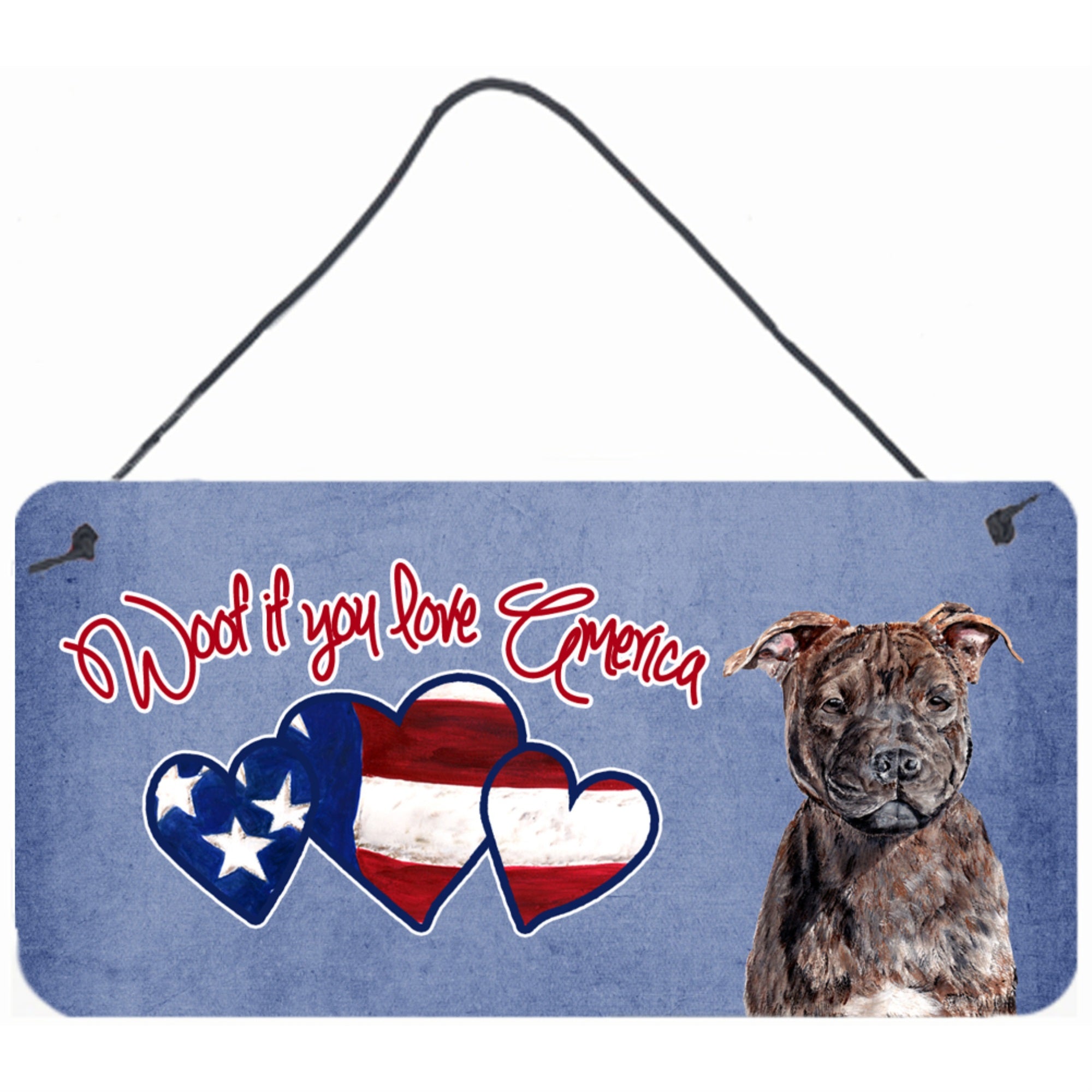 Carolines Treasures Woof If You Love America Staffie Wall or Door Hanging Prints 6 x 12