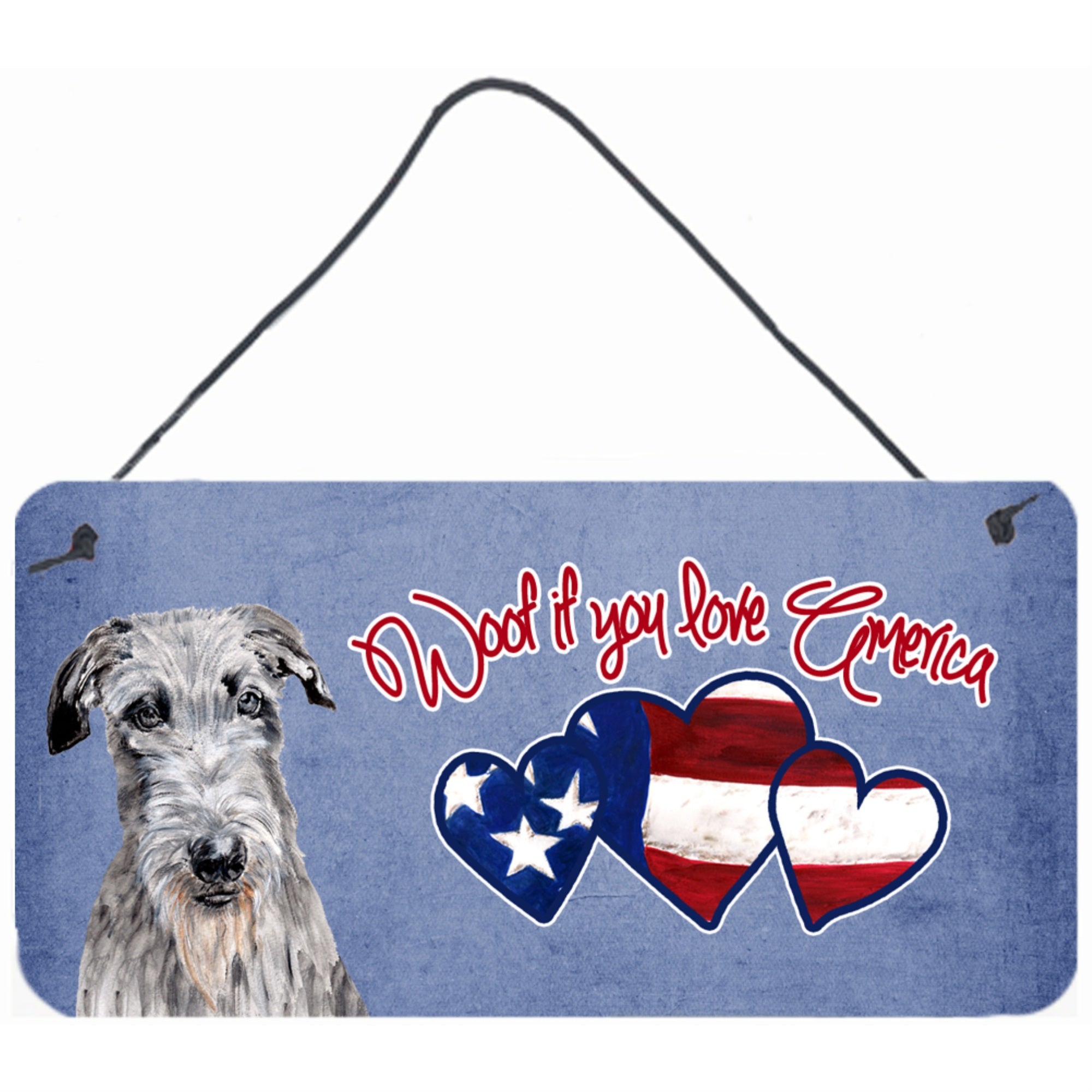 Carolines Treasures SC9906DS612 Woof If You Love America Scottish Deerhound Wall or Door Hanging Prints 6 x 12