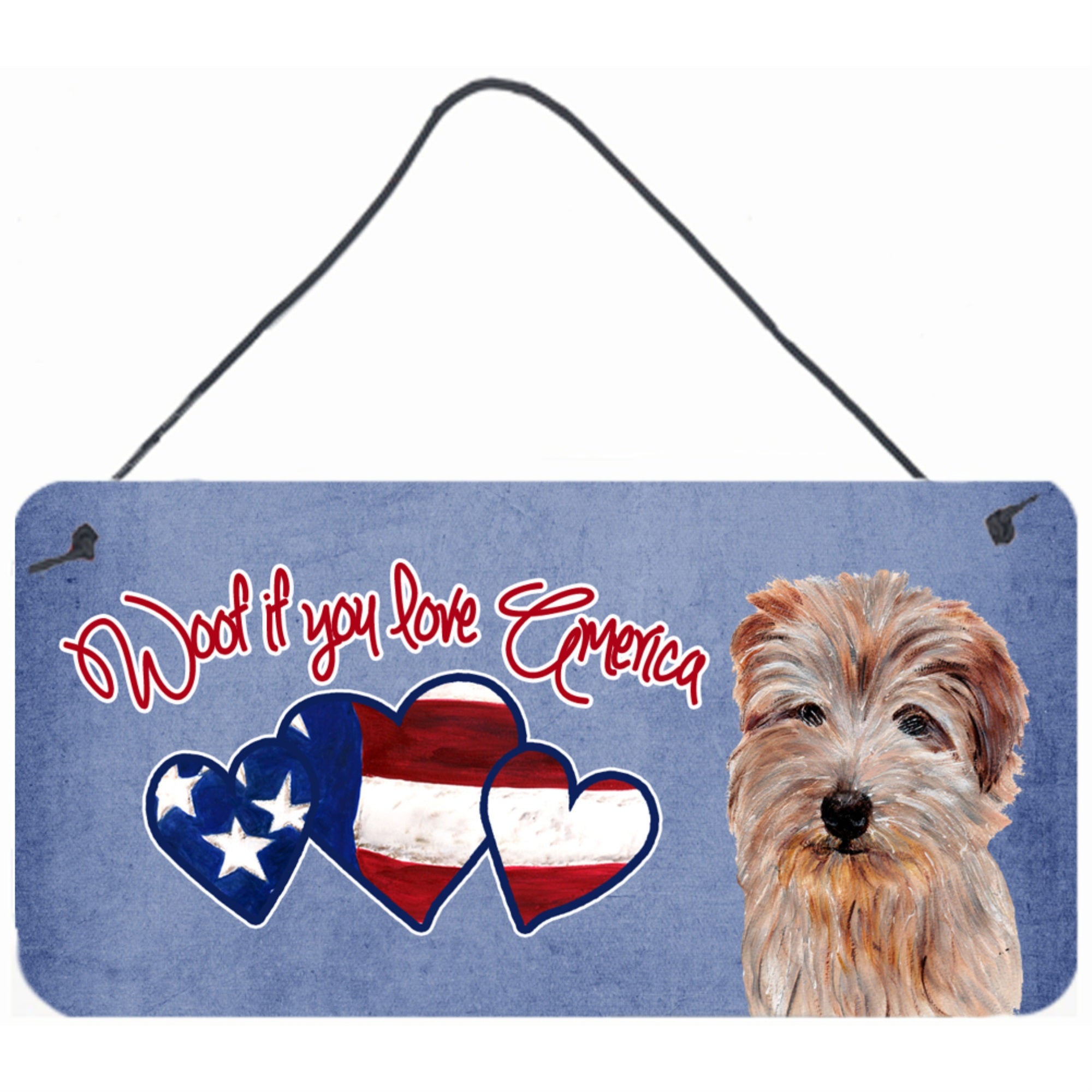 Carolines Treasures SC9912DS612 Woof If You Love America Norfolk Terrier Wall or Door Hanging Prints 6 x 12